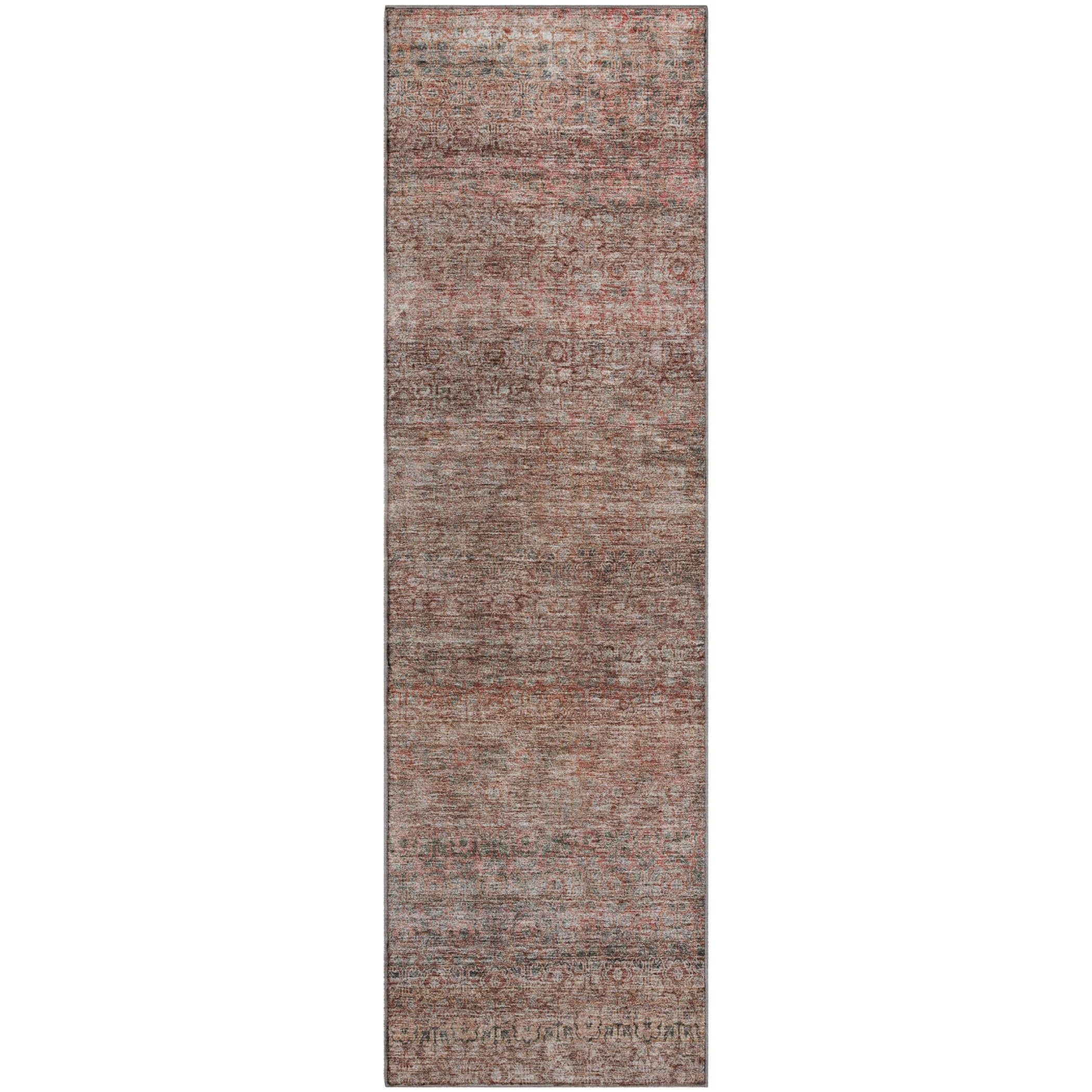 Athens Machine Washable Transitional Coral Orange Rug 2'3" x 7'6" #shape_Runner