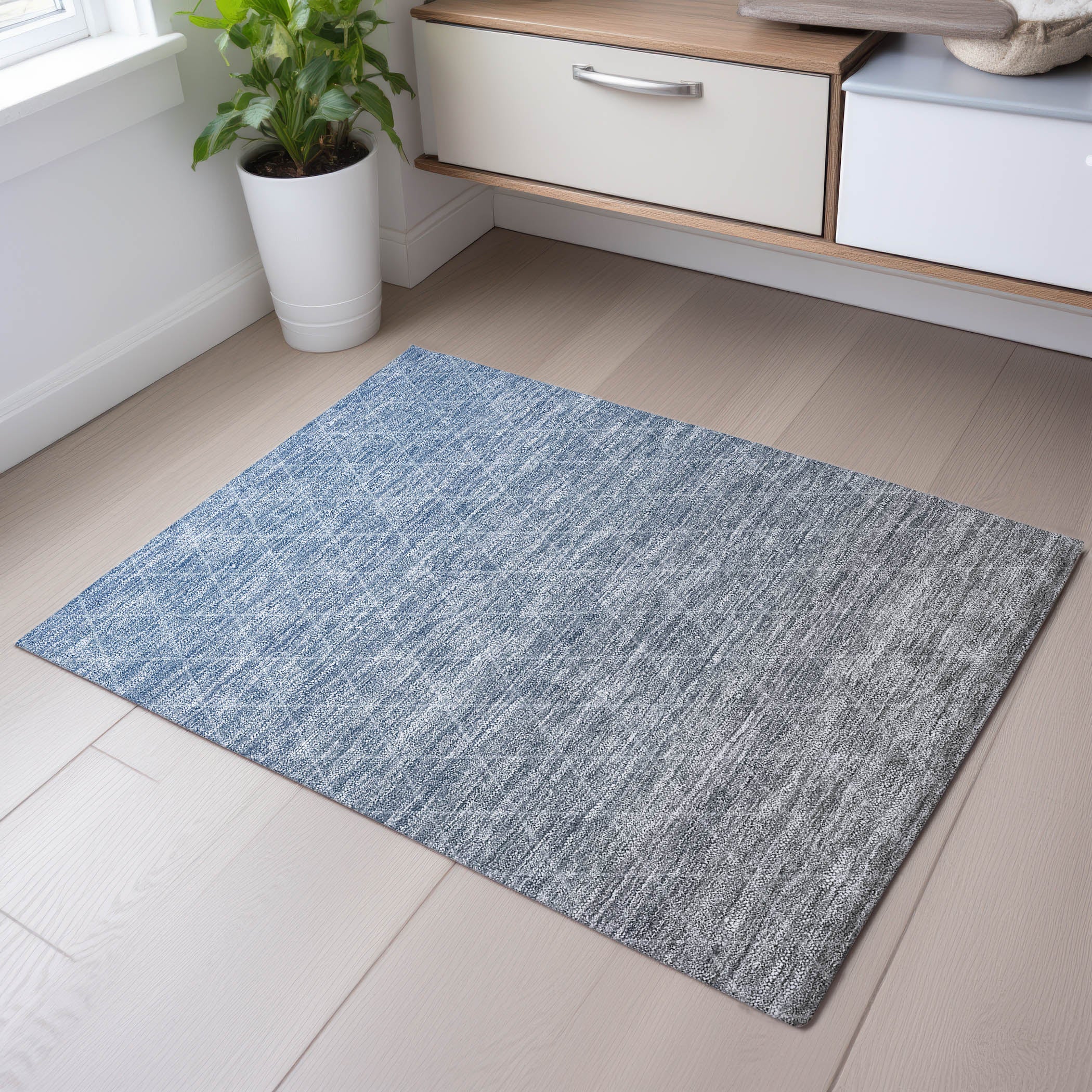 Oaxaca Machine Washable Transitional Blue Rug 1'8" x 2'6" #shape_Rectangle