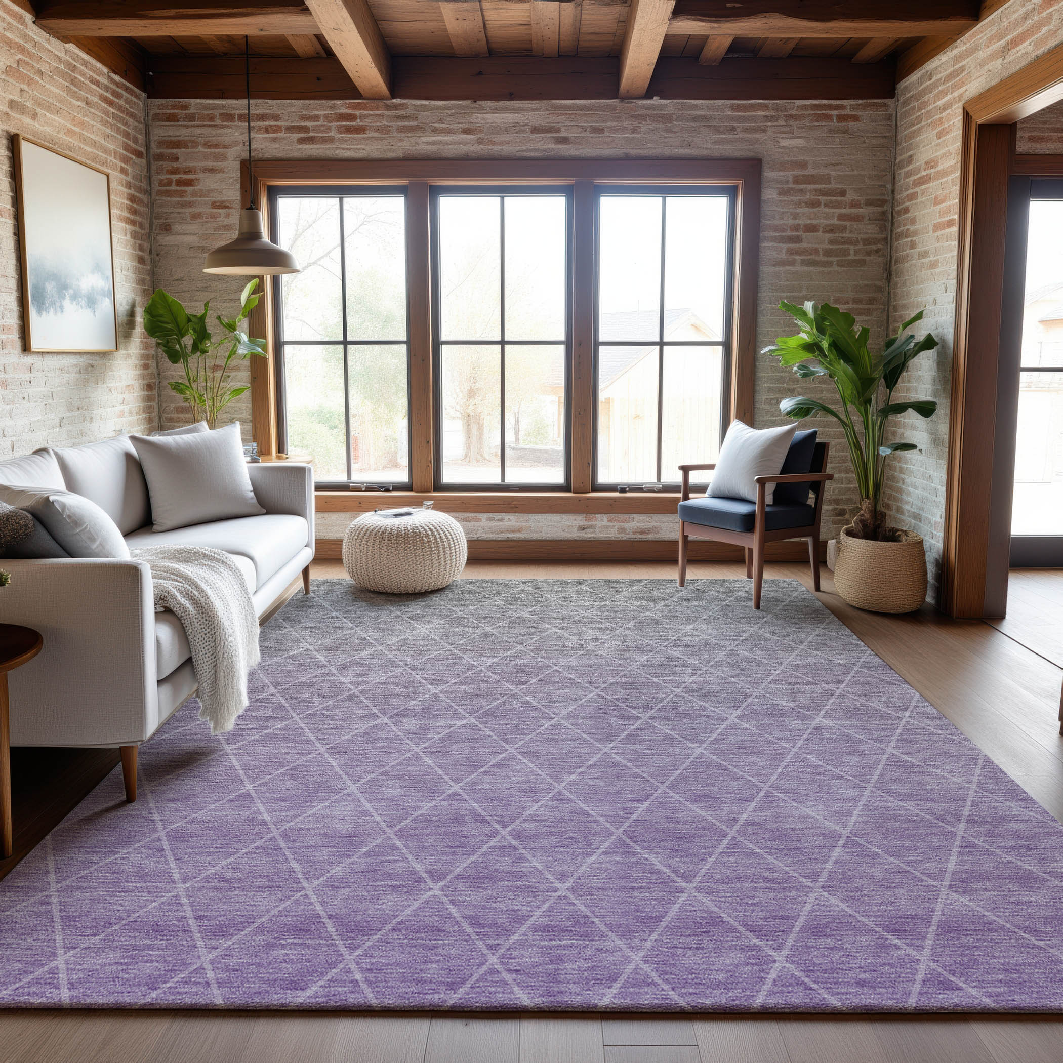 Oaxaca Machine Washable Transitional Lavender Purple Rug 2'6" x 3'10" #shape_Rectangle