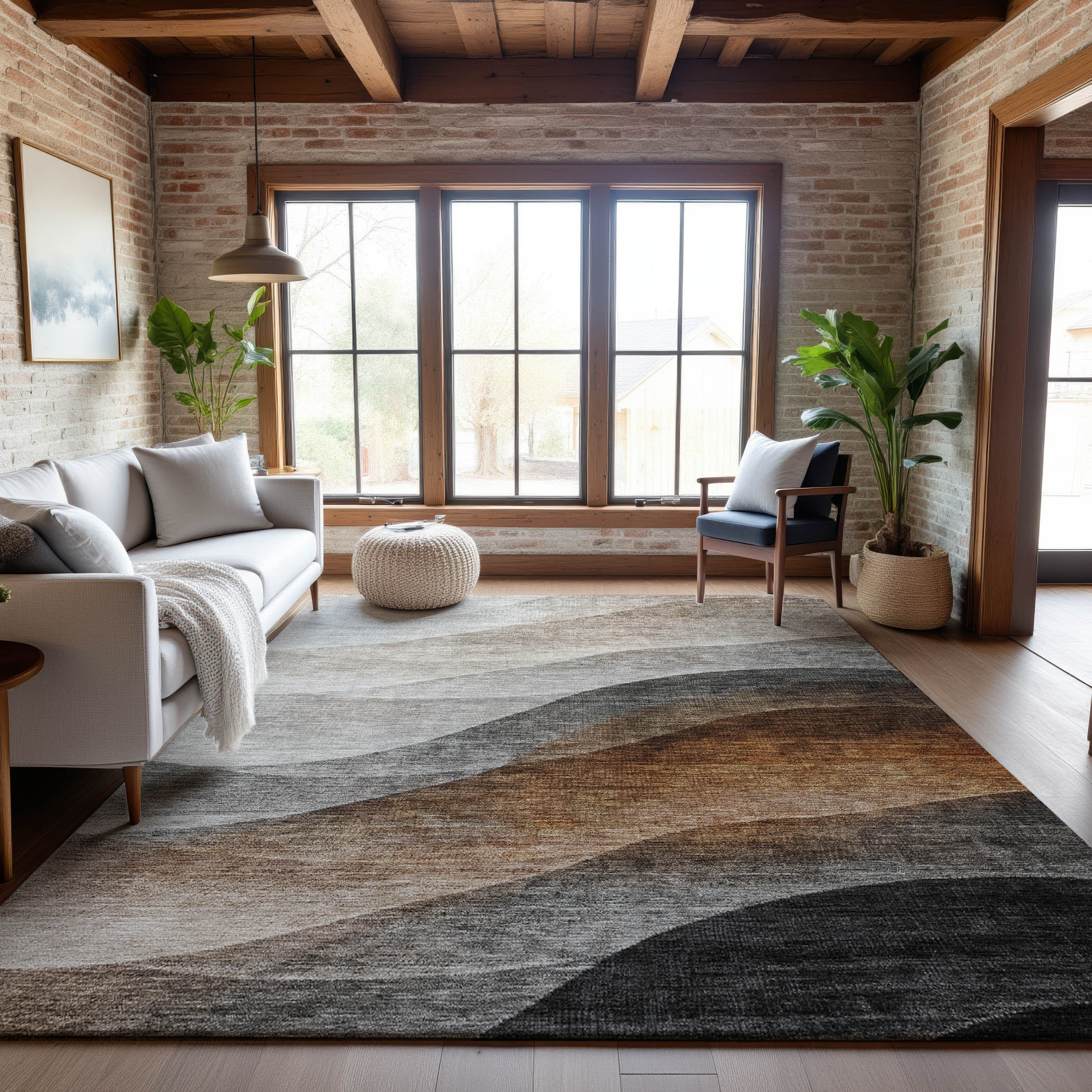Bern Machine Washable Transitional Khaki Brown Rug 2'6" x 3'10" #shape_Rectangle