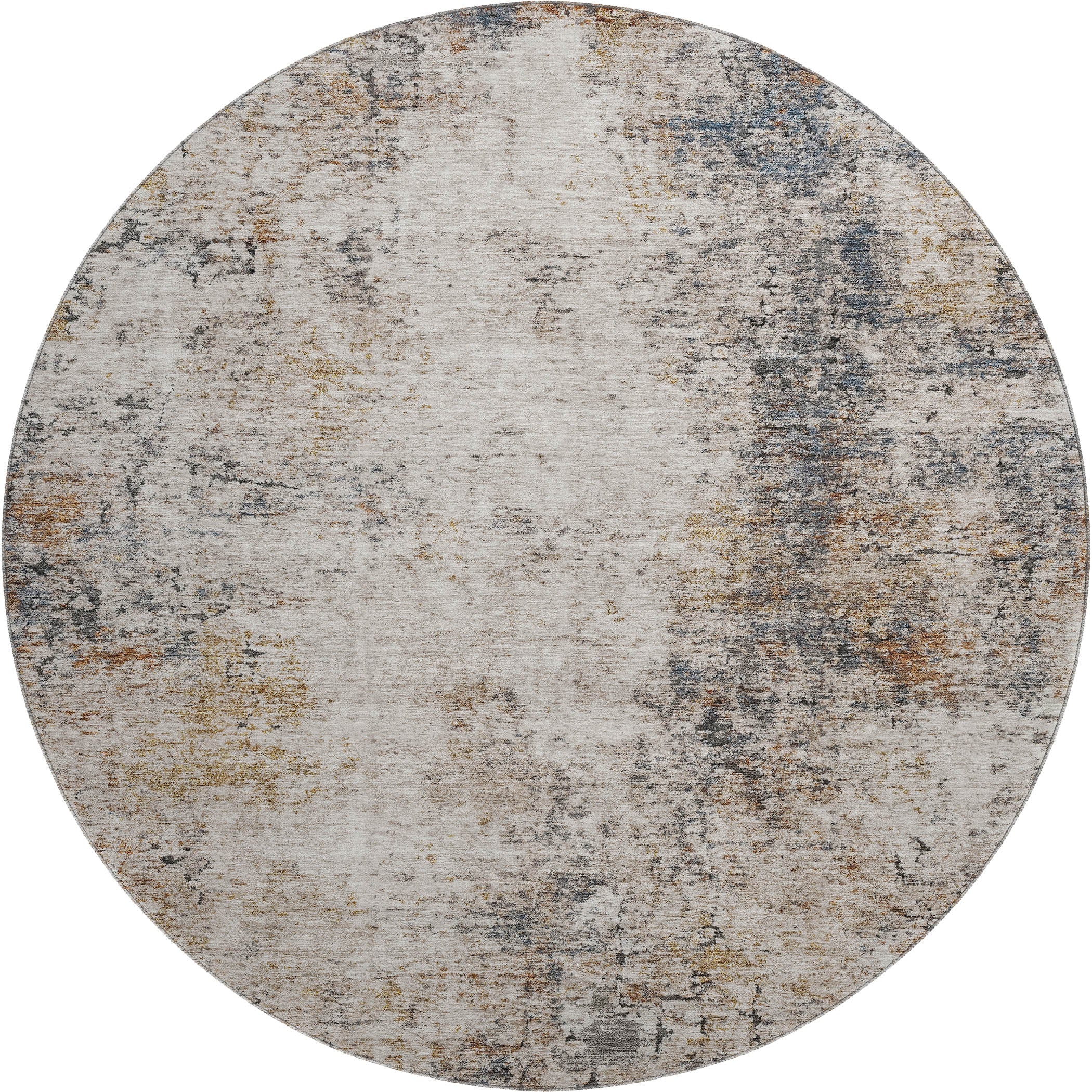 Bangkok Machine Washable Transitional Putty Ivory Rug 8' x 8' #shape_Round