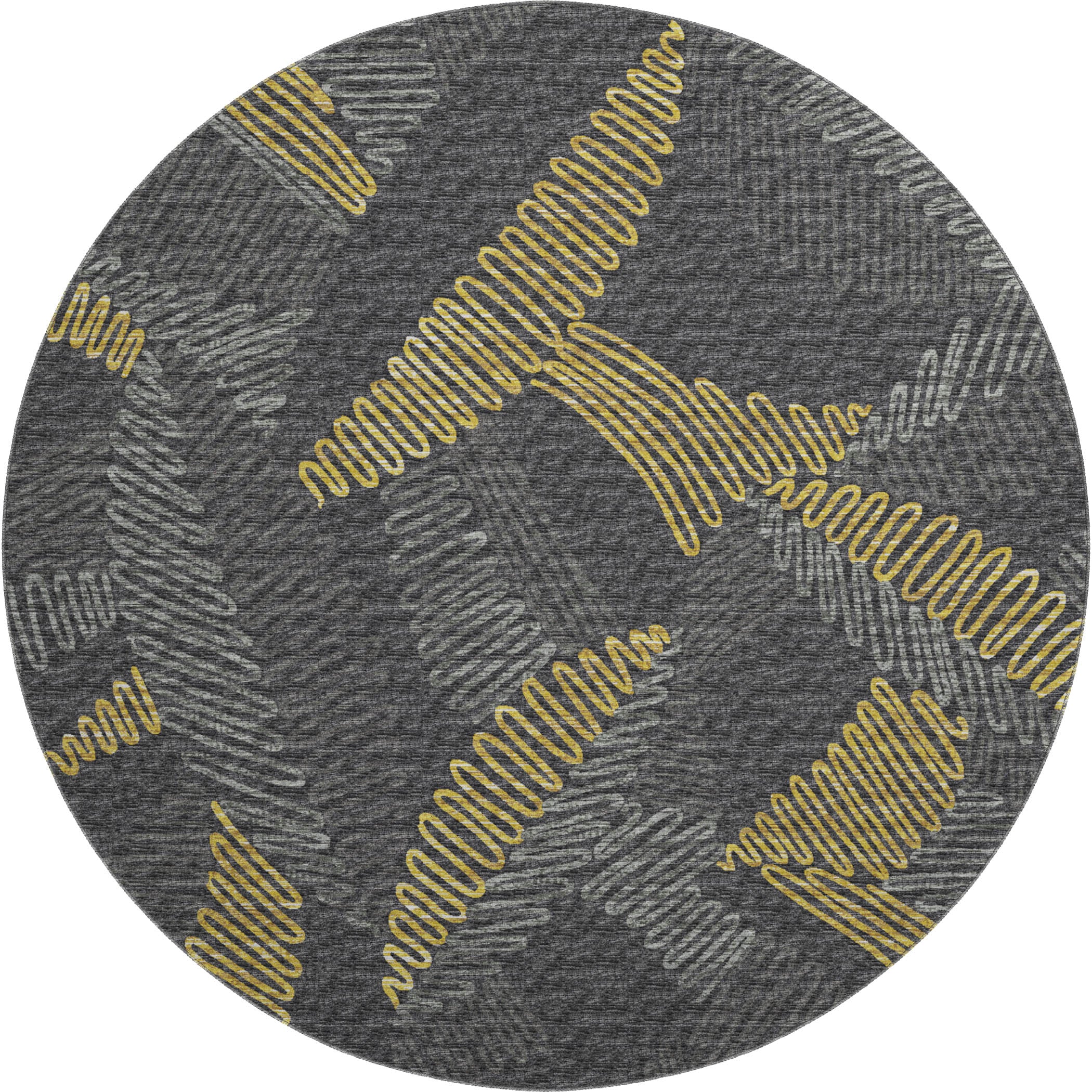 Sintra Machine Washable Transitional Gray Rug 8' x 8' #shape_Round