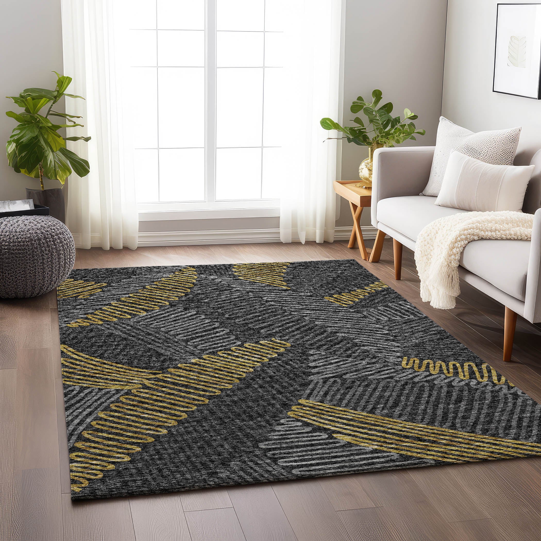 Sintra Machine Washable Transitional Gray Rug 2'6" x 3'10" #shape_Rectangle