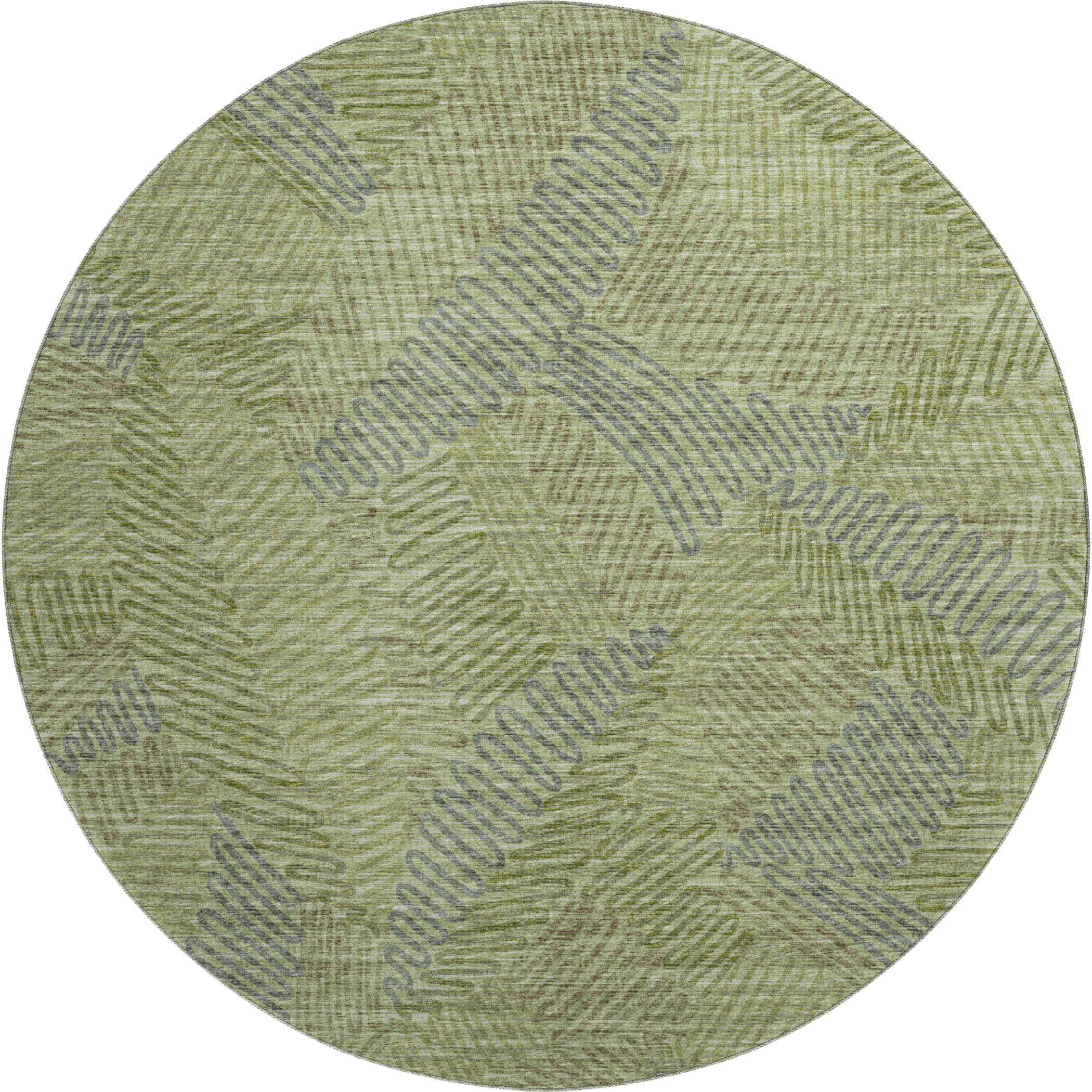 Sintra Machine Washable Transitional Green Rug 8' x 8' #shape_Round