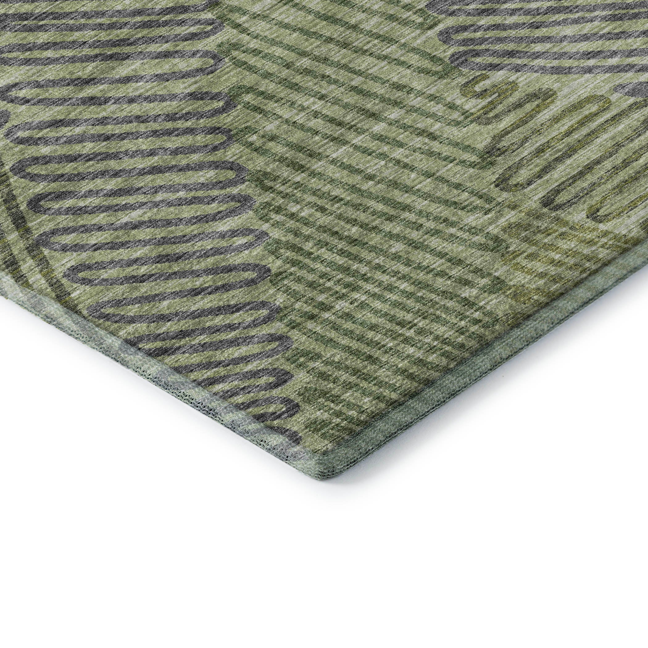 Sintra Machine Washable Transitional Green Rug 1'8" x 2'6" #shape_Rectangle