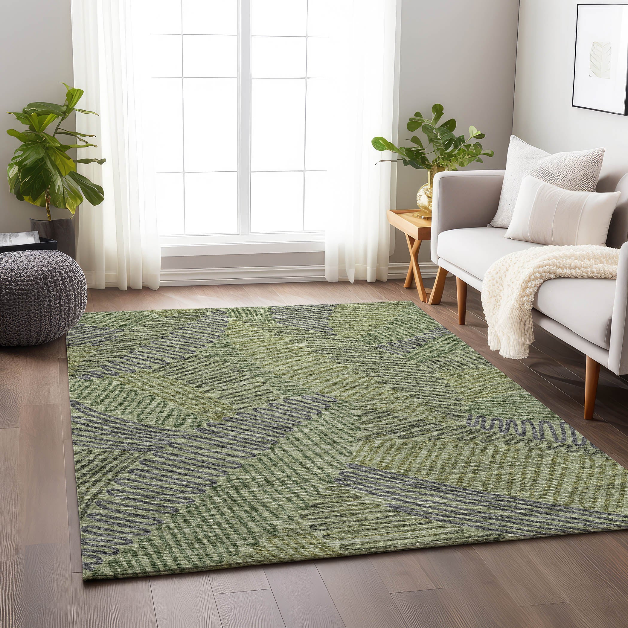 Sintra Machine Washable Transitional Green Rug 2'6" x 3'10" #shape_Rectangle