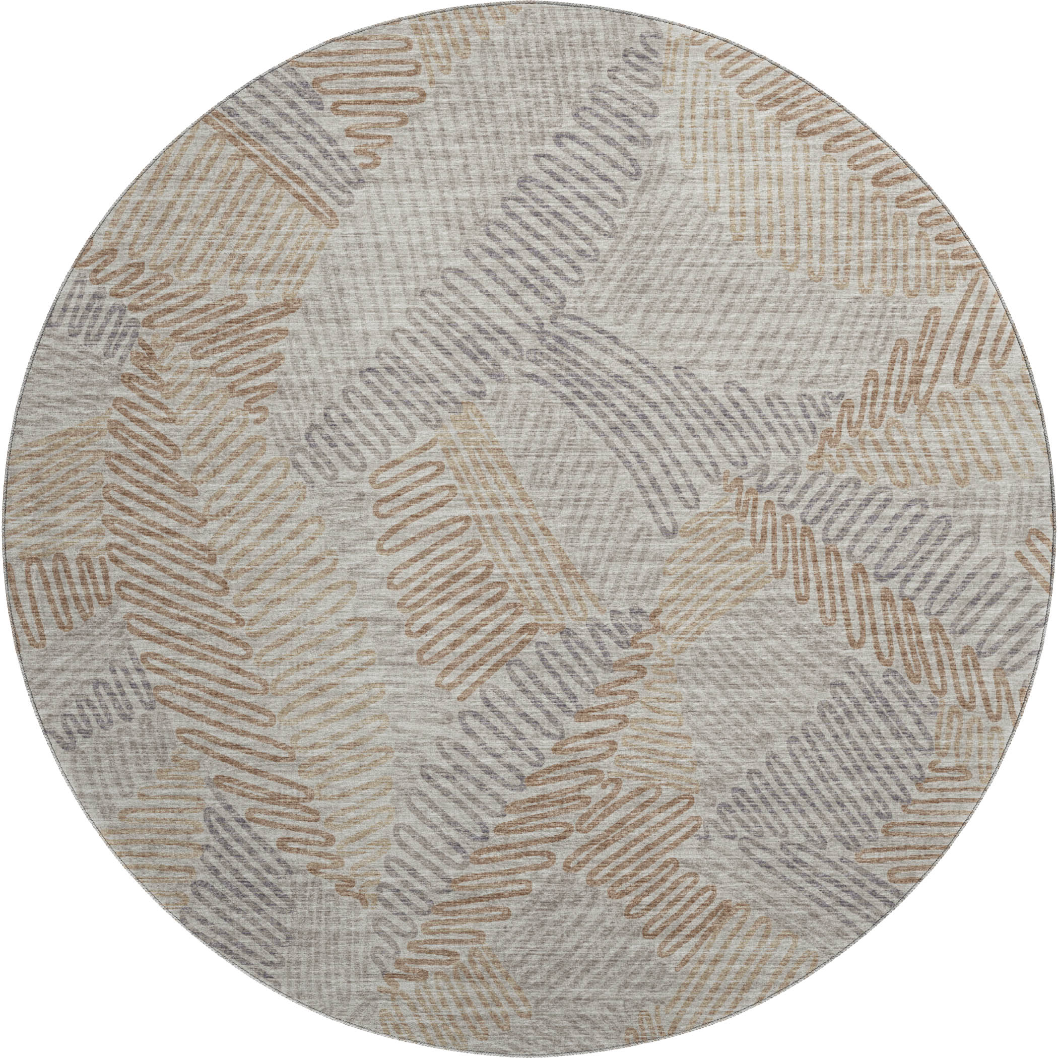 Sintra Machine Washable Transitional Mocha Neutral Rug 8' x 8' #shape_Round