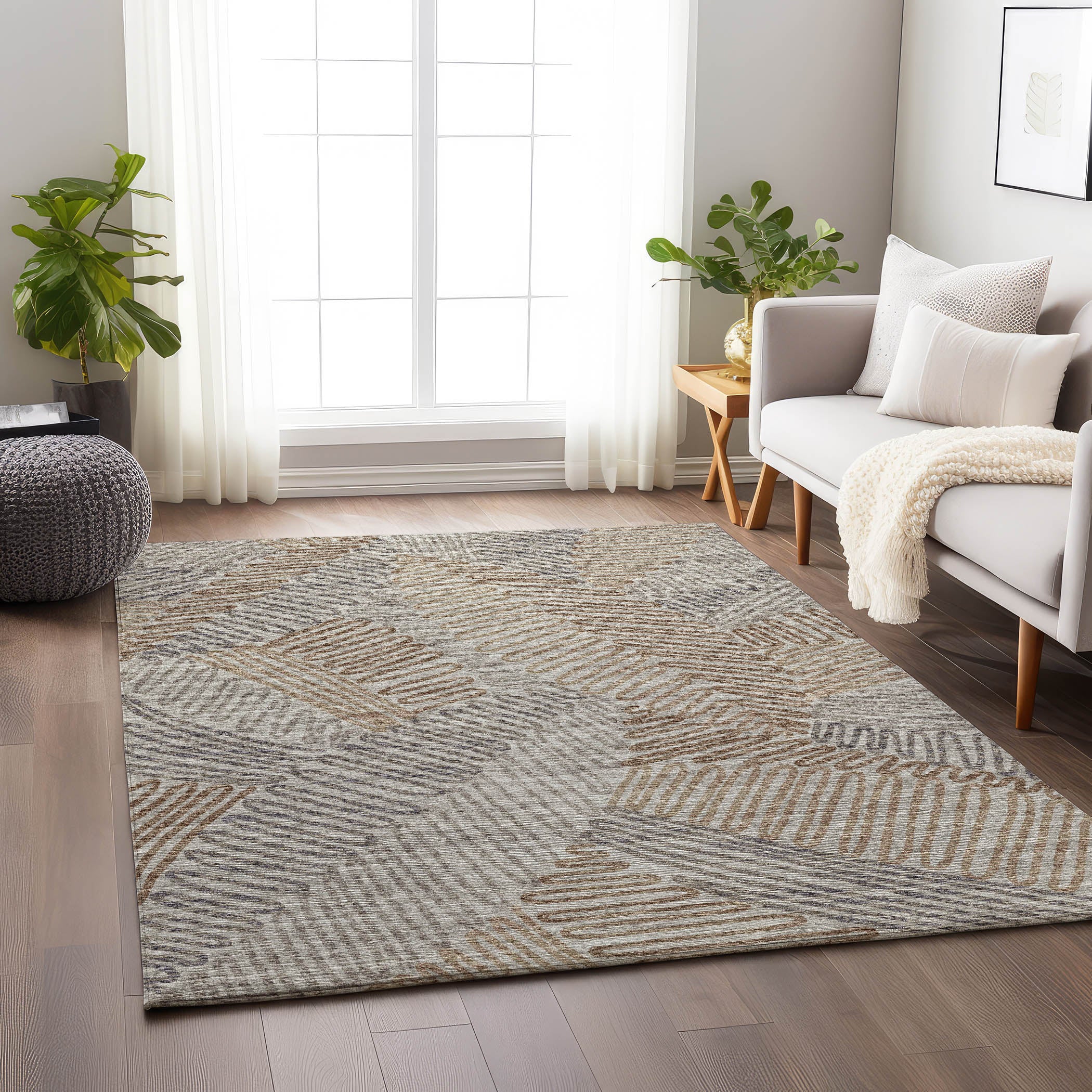 Sintra Machine Washable Transitional Mocha Neutral Rug 2'6" x 3'10" #shape_Rectangle
