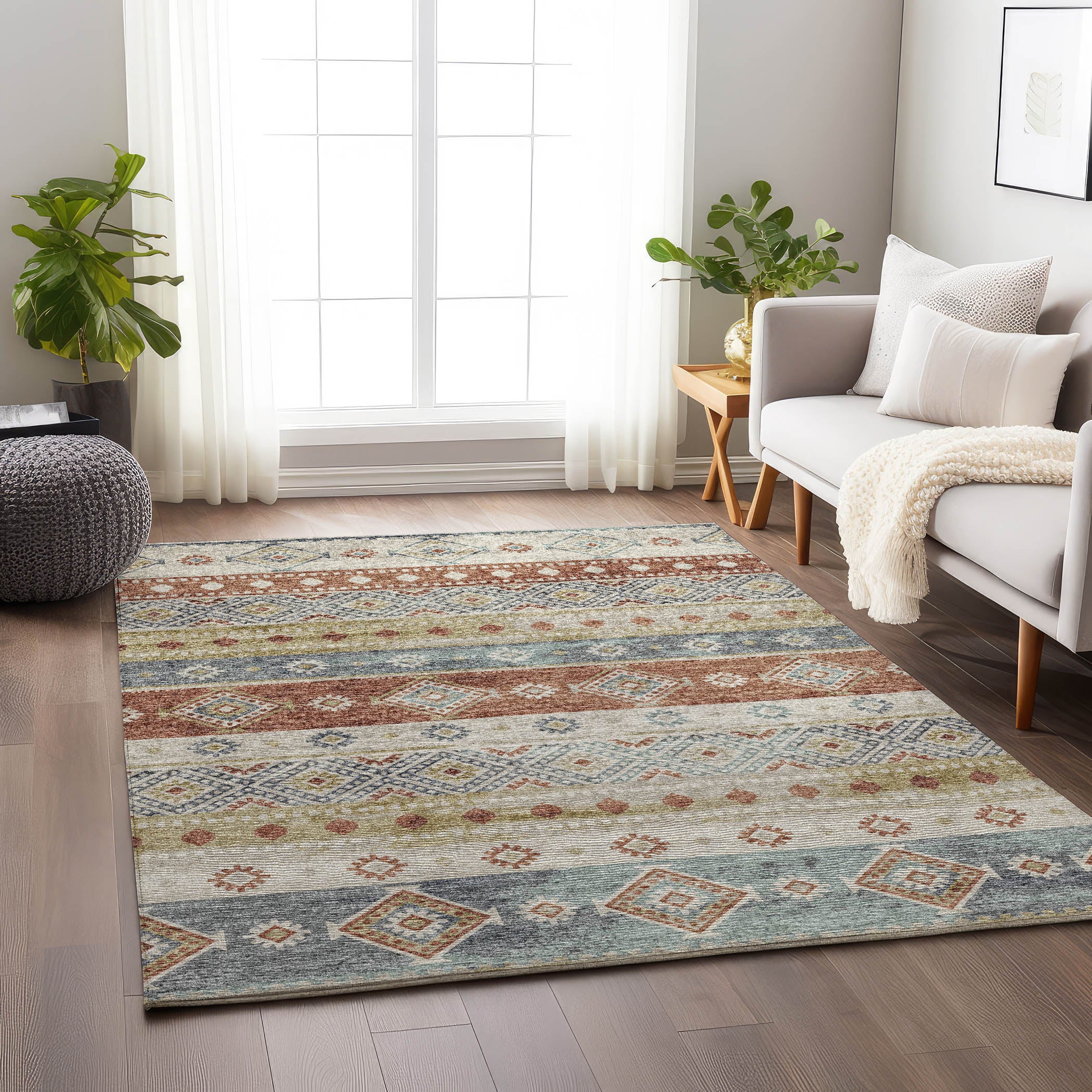 Santorini Machine Washable Transitional Desert Multi Rug 2'6" x 3'10" #shape_Rectangle