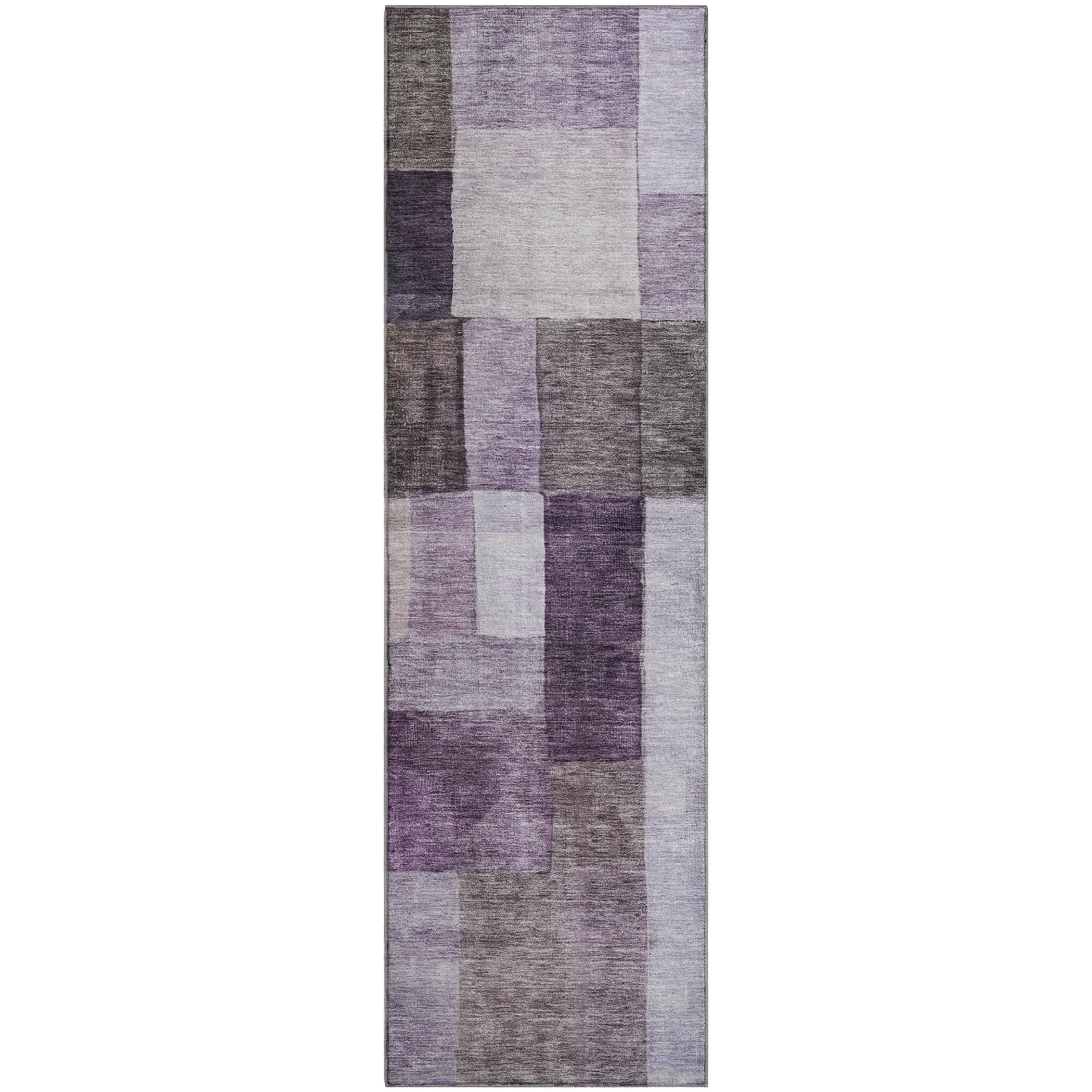 Prague Machine Washable Transitional Eggplant Purple Rug 2'3" x 7'6" #shape_Runner