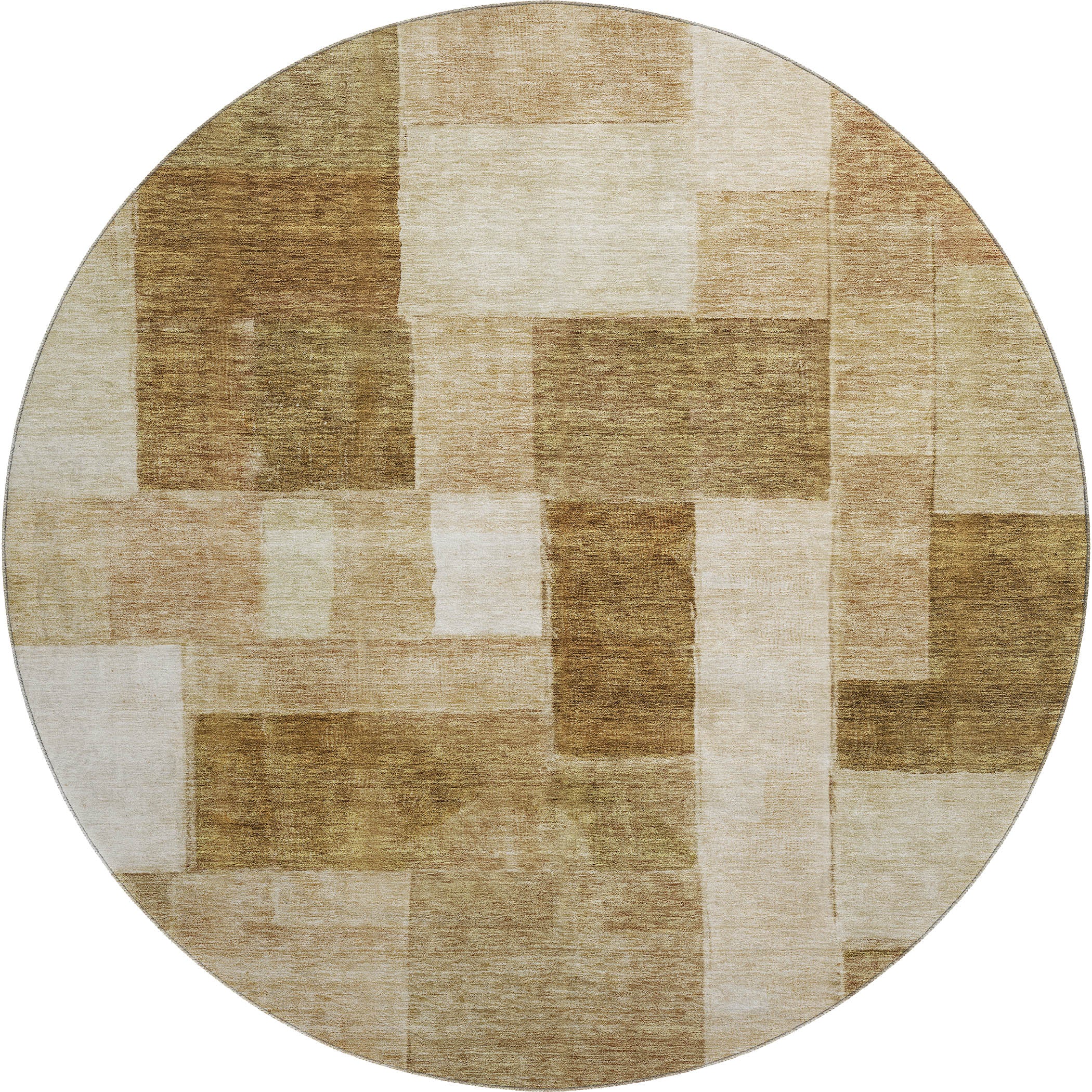 Prague Machine Washable Transitional Terracotta Orange Rug 8' x 8' #shape_Round