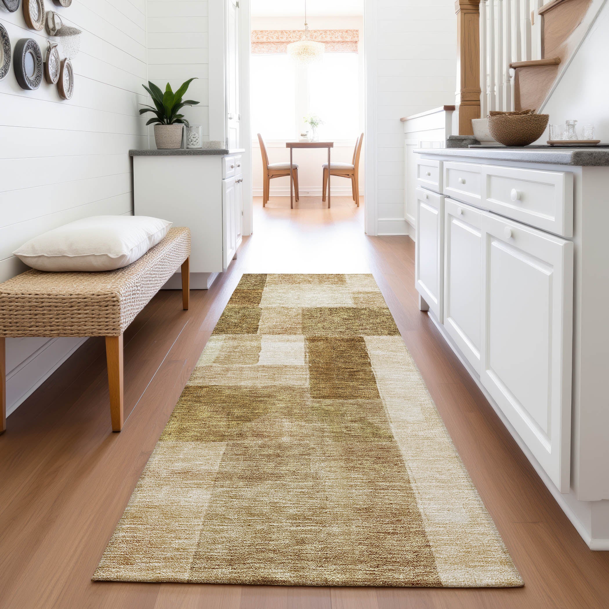 Prague Machine Washable Transitional Terracotta Orange Rug 2'3" x 7'6" #shape_Runner