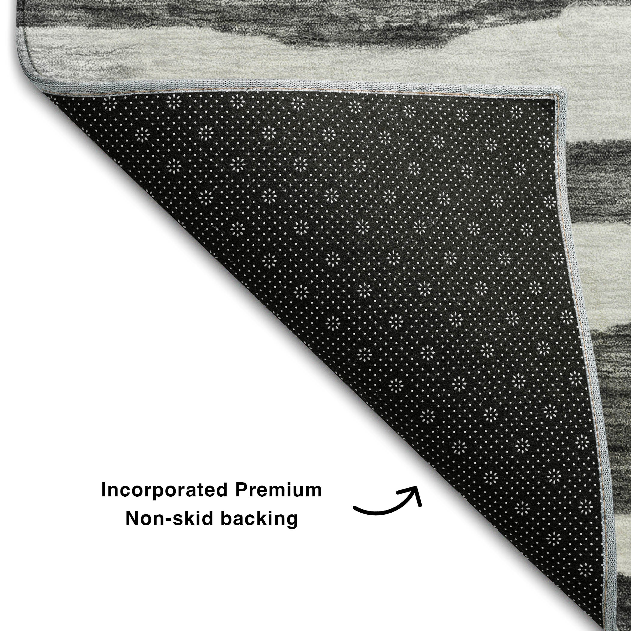 Santorini Machine Washable Transitional Charcoal Gray Rug 1'8" x 2'6" #shape_Rectangle