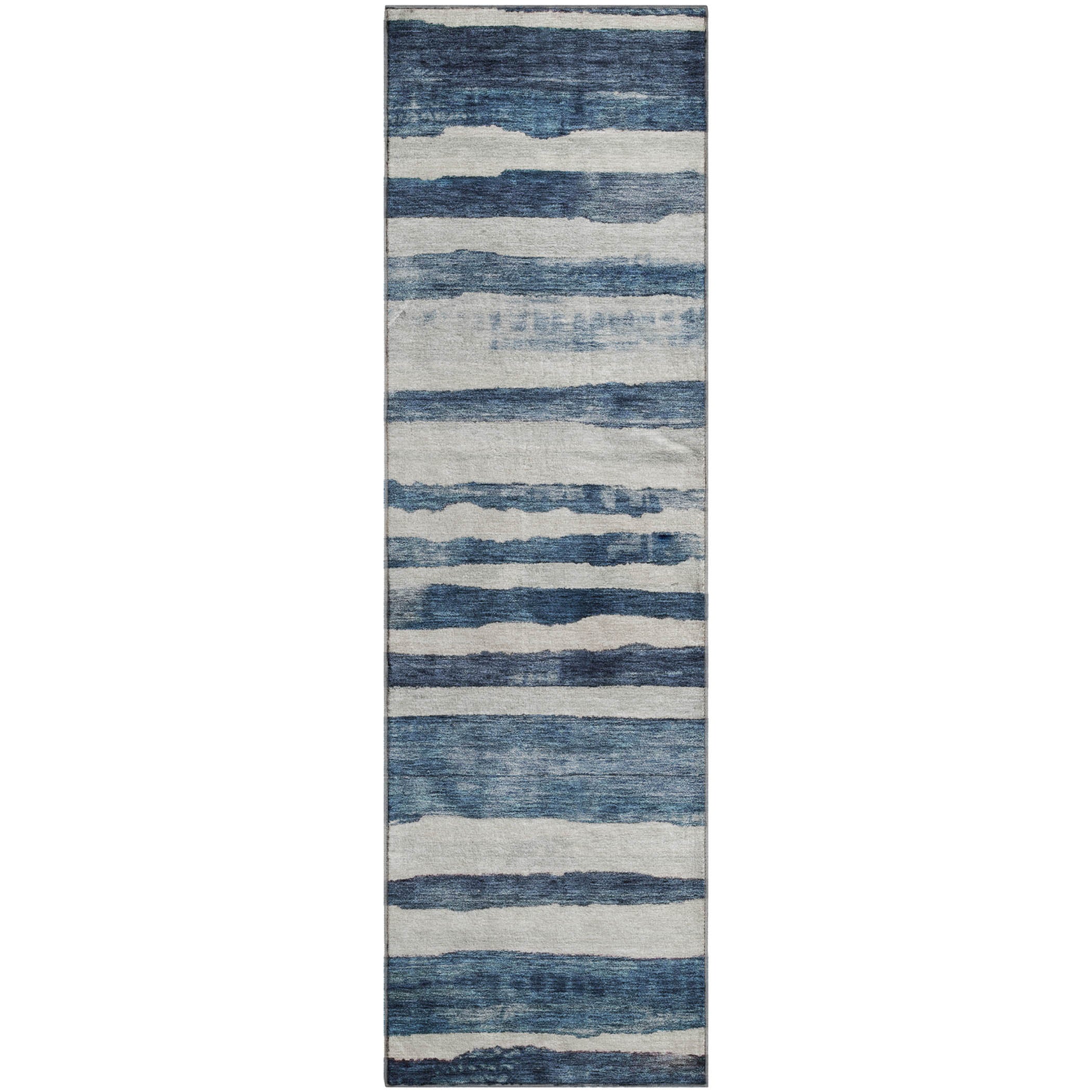 Santorini Machine Washable Transitional Denim Blue Rug 2'3" x 7'6" #shape_Runner