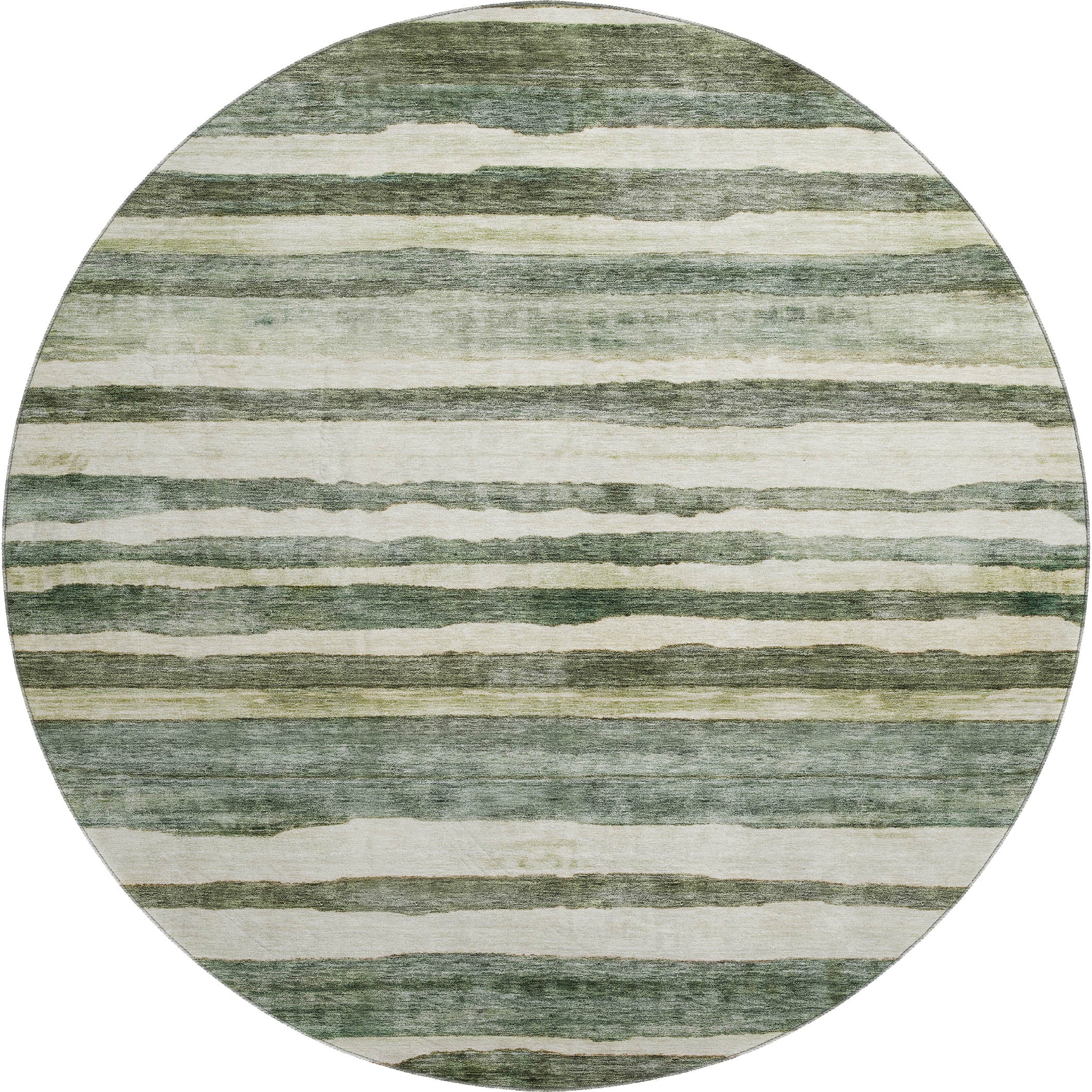 Santorini Machine Washable Transitional Sage Green Rug 8' x 8' #shape_Round