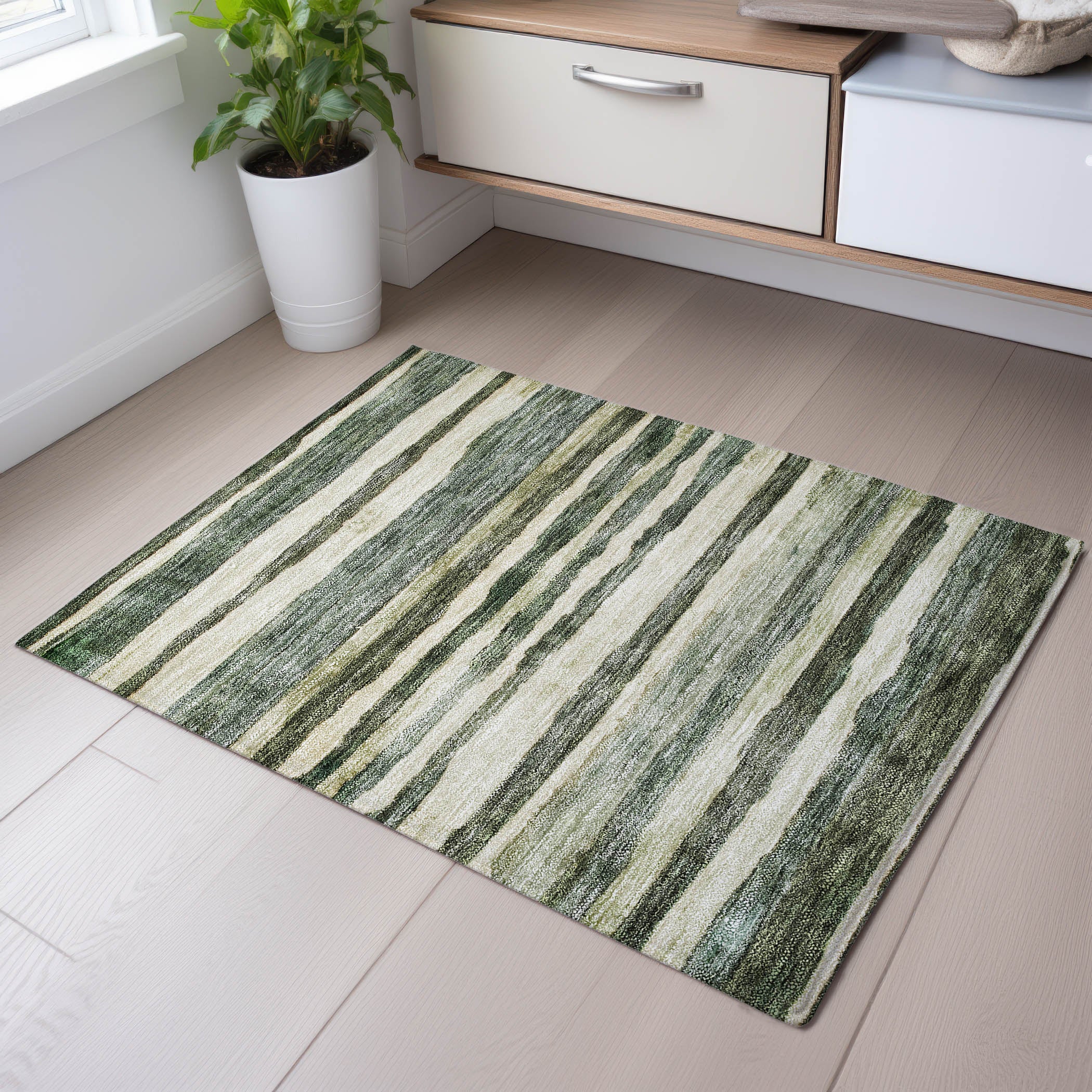Santorini Machine Washable Transitional Sage Green Rug 1'8" x 2'6" #shape_Rectangle