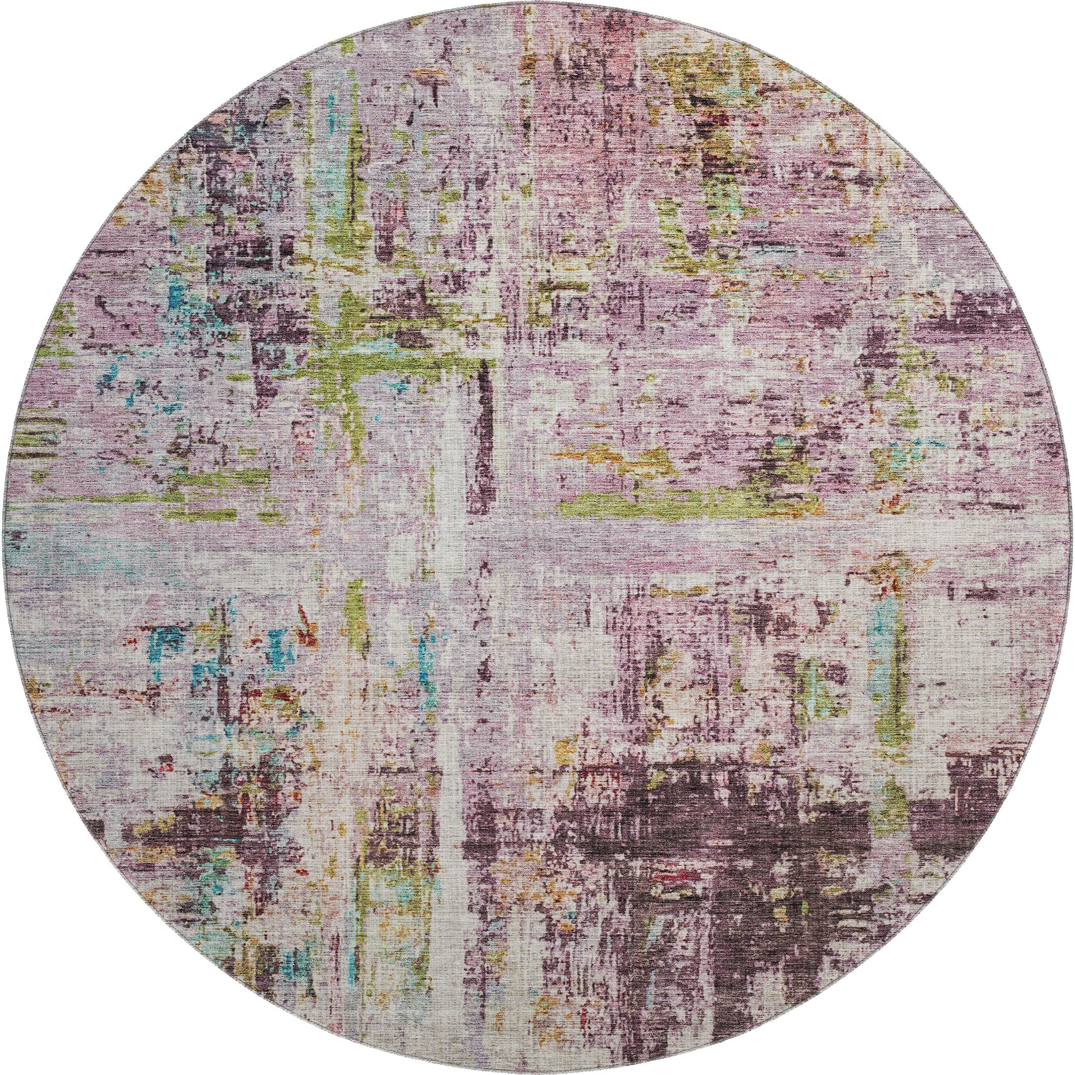 Bergen Machine Washable Transitional Lavender Purple Rug 8' x 8' #shape_Round