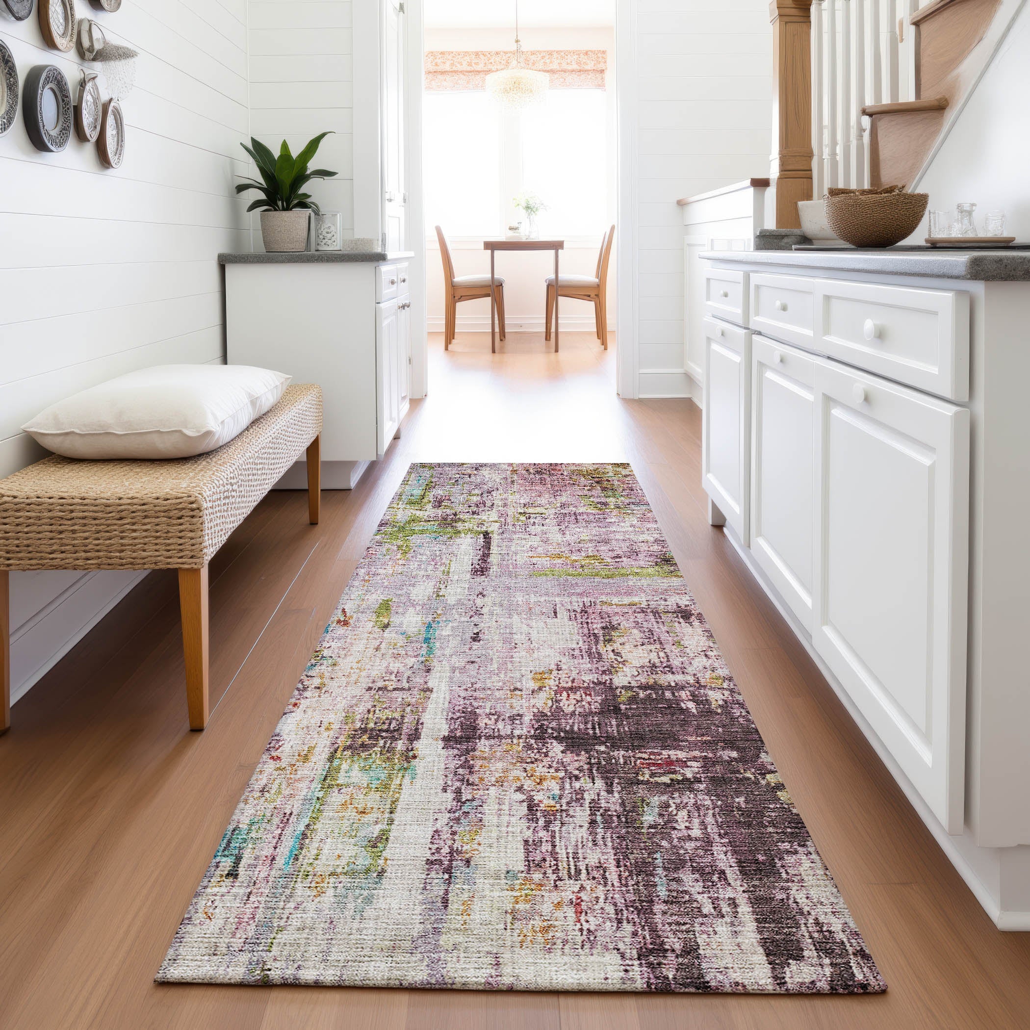 Bergen Machine Washable Transitional Lavender Purple Rug 2'3" x 7'6" #shape_Runner