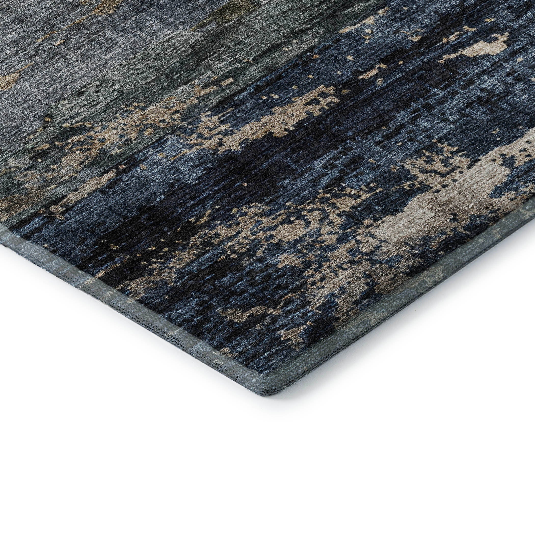 Reykjavik Machine Washable Transitional Navy Blue Rug 1'8" x 2'6" #shape_Rectangle