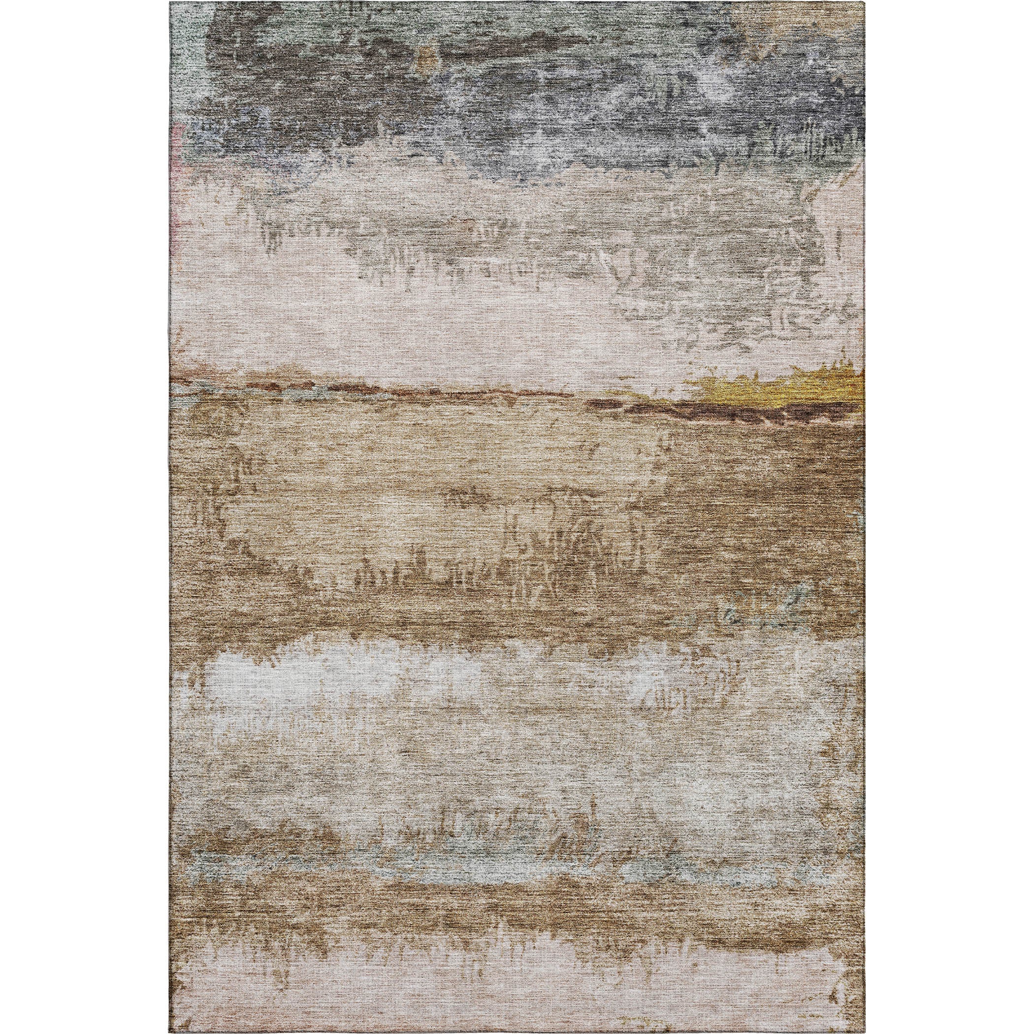 Santorini Machine Washable Transitional Beige Brown Rug 2'6" x 3'10" #shape_Rectangle