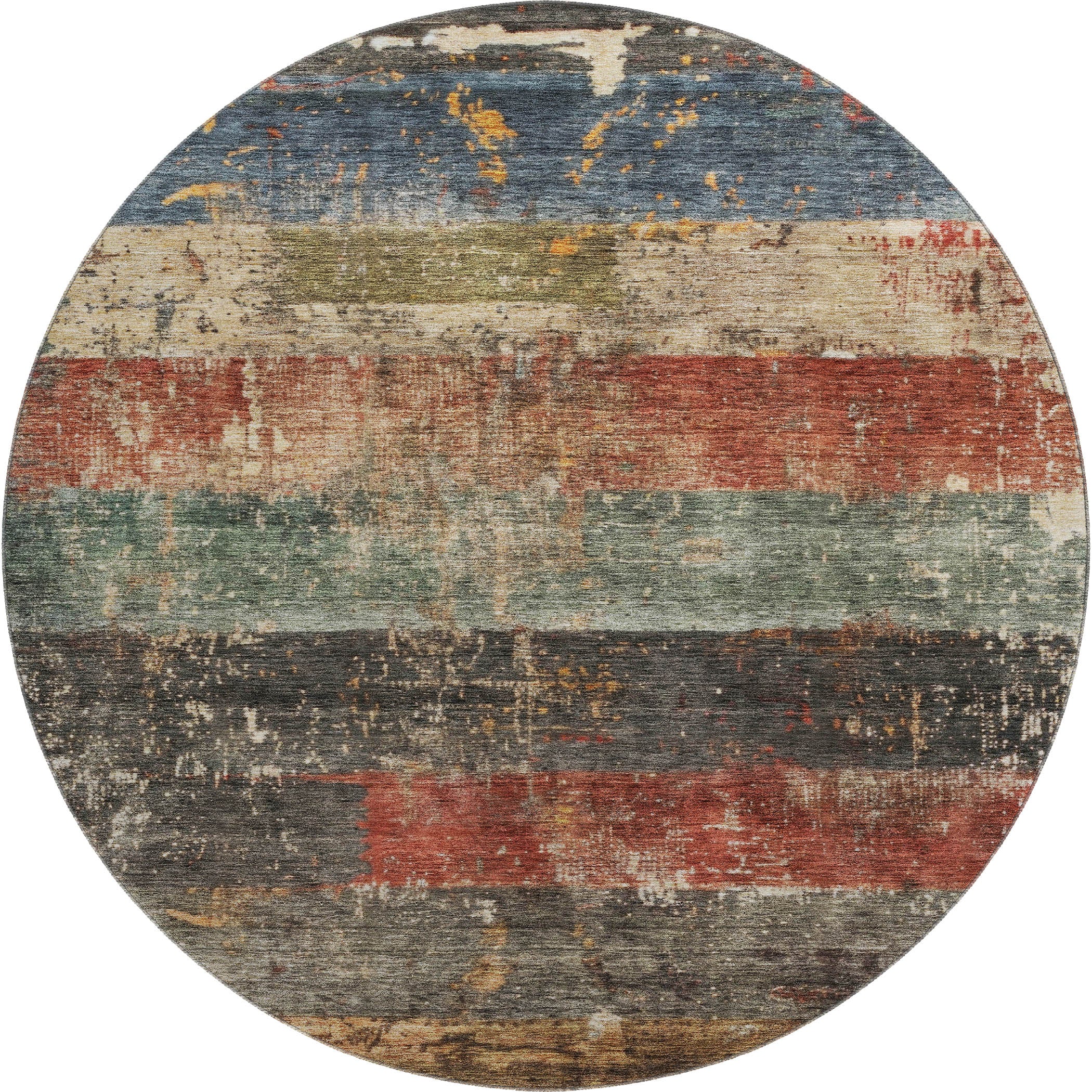 Lisbon Machine Washable Transitional Fern Green Rug 8' x 8' #shape_Round