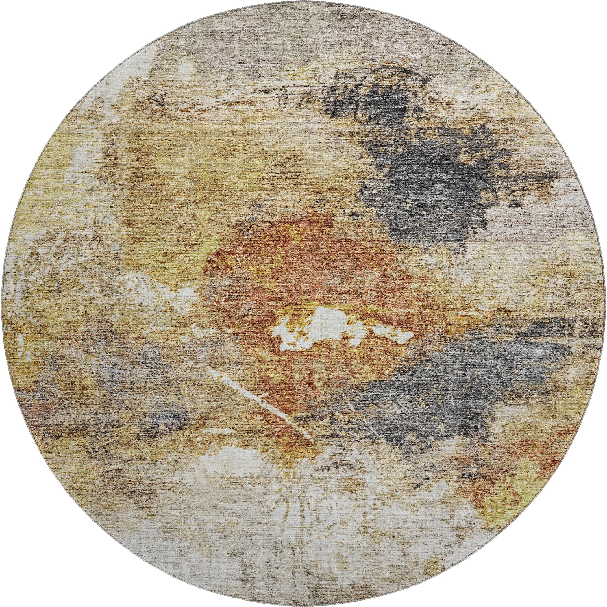 Tbilisi Machine Washable Transitional Taupe Brown Rug 8' x 8' #shape_Round
