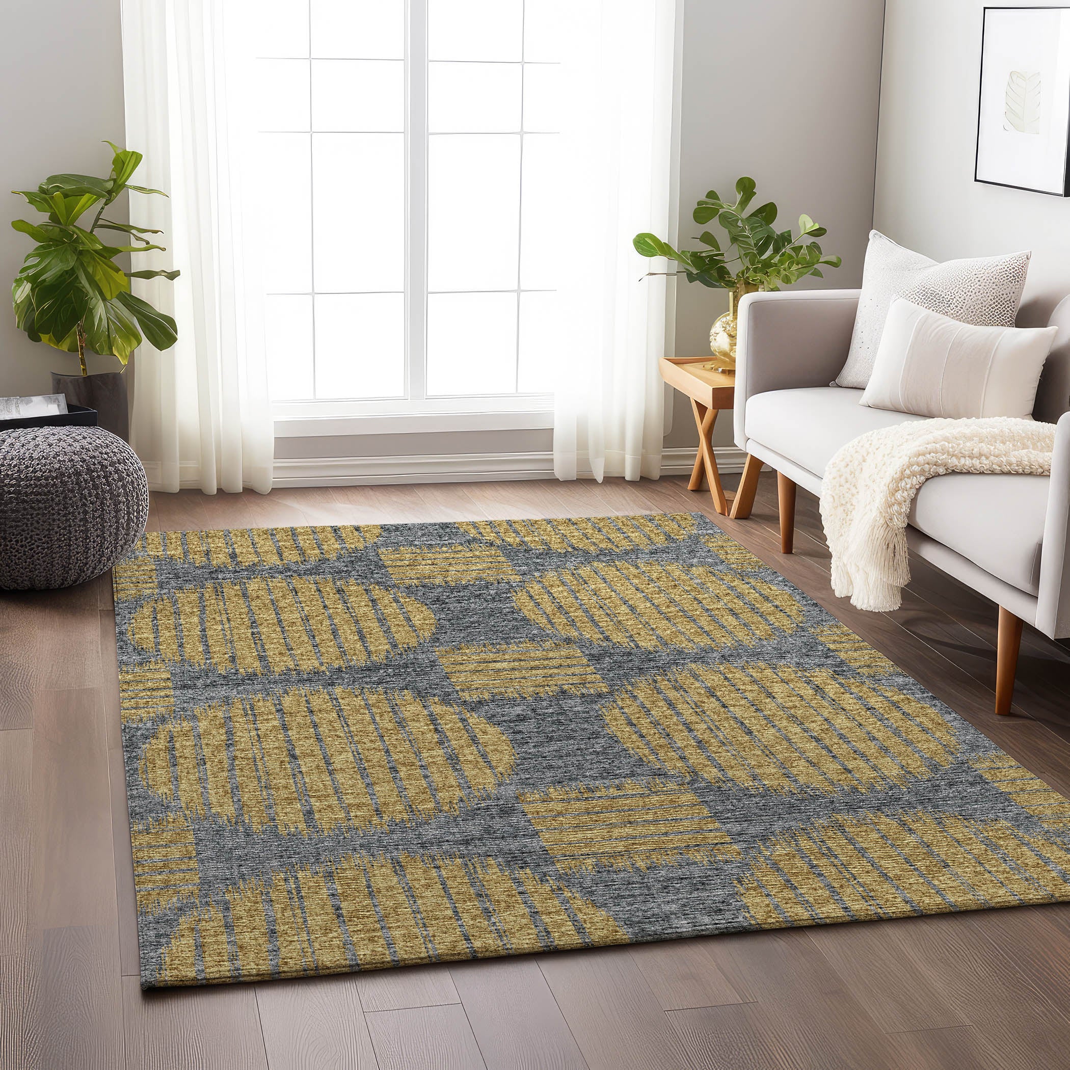 Bergen Machine Washable Transitional Gilded Yellow Rug 2'6" x 3'10" #shape_Rectangle