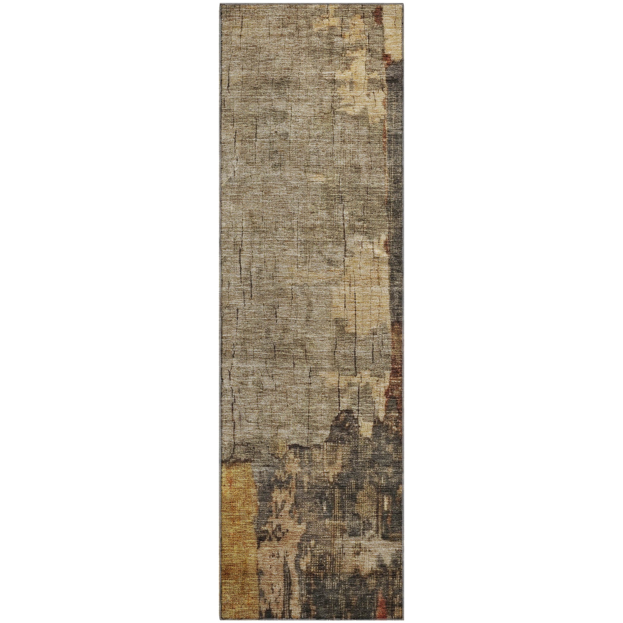 Kathmandu Machine Washable Transitional Khaki Brown Rug 2'3" x 7'6" #shape_Runner