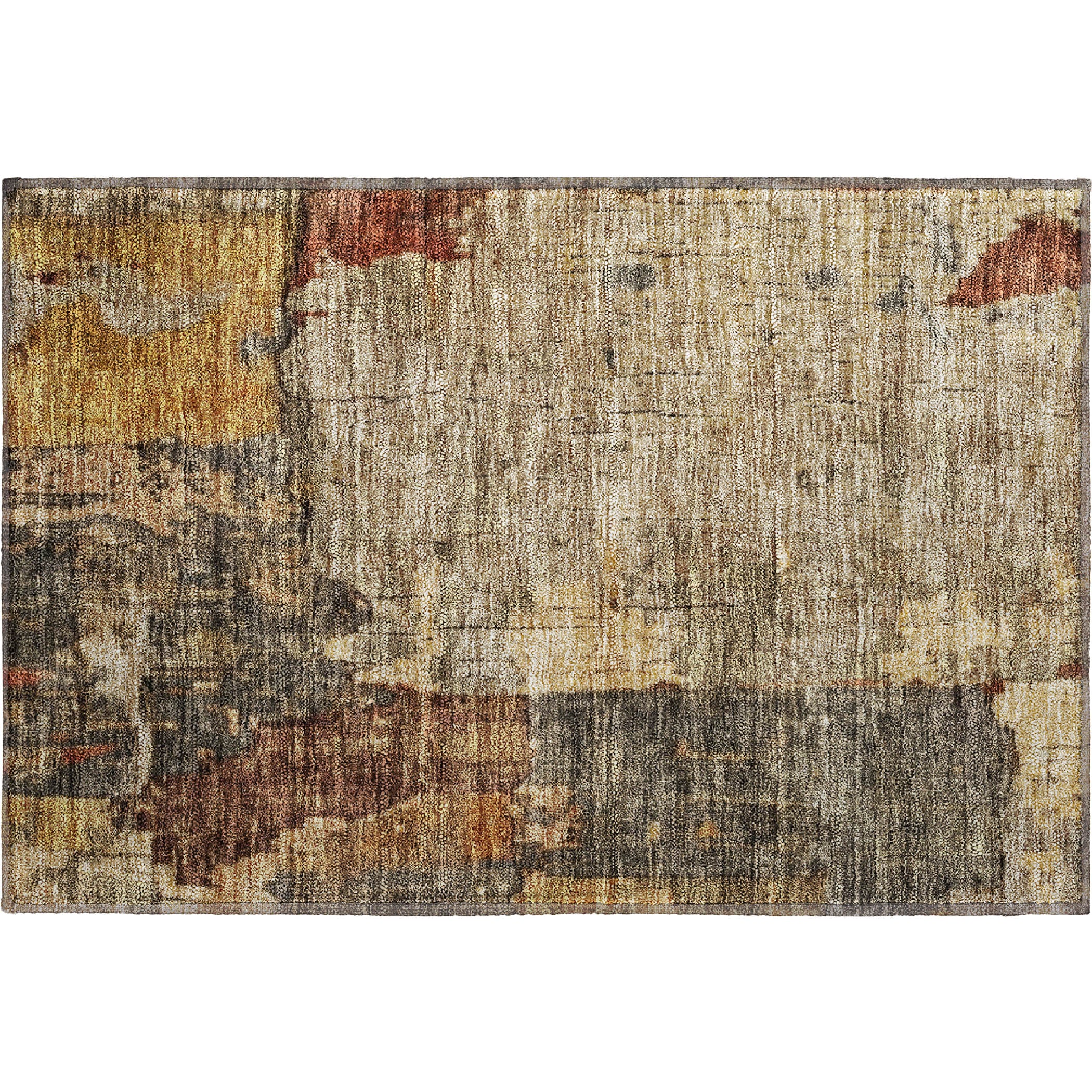 Kathmandu Machine Washable Transitional Khaki Brown Rug 1'8" x 2'6" #shape_Rectangle