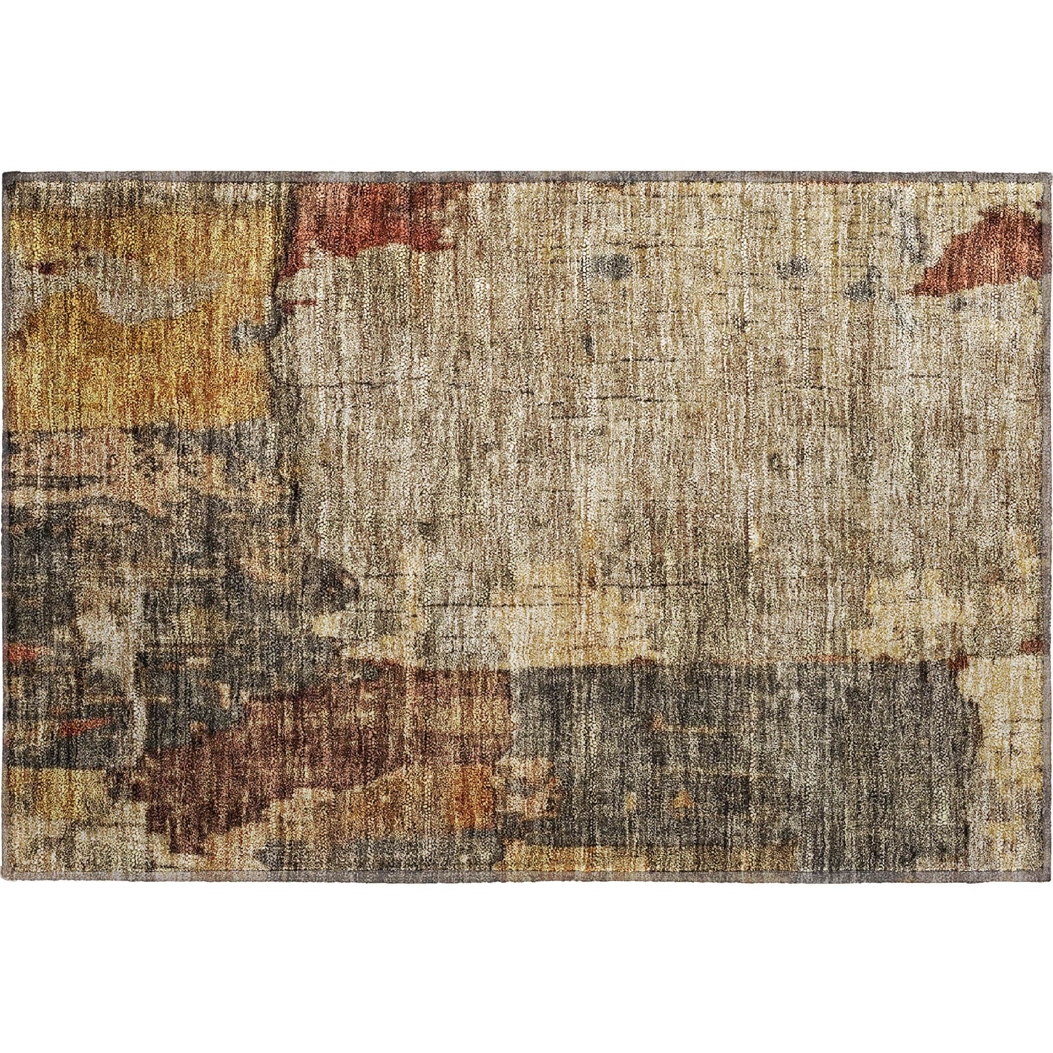 Kathmandu Machine Washable Transitional Khaki Brown Rug 1'8" x 2'6" #shape_Rectangle
