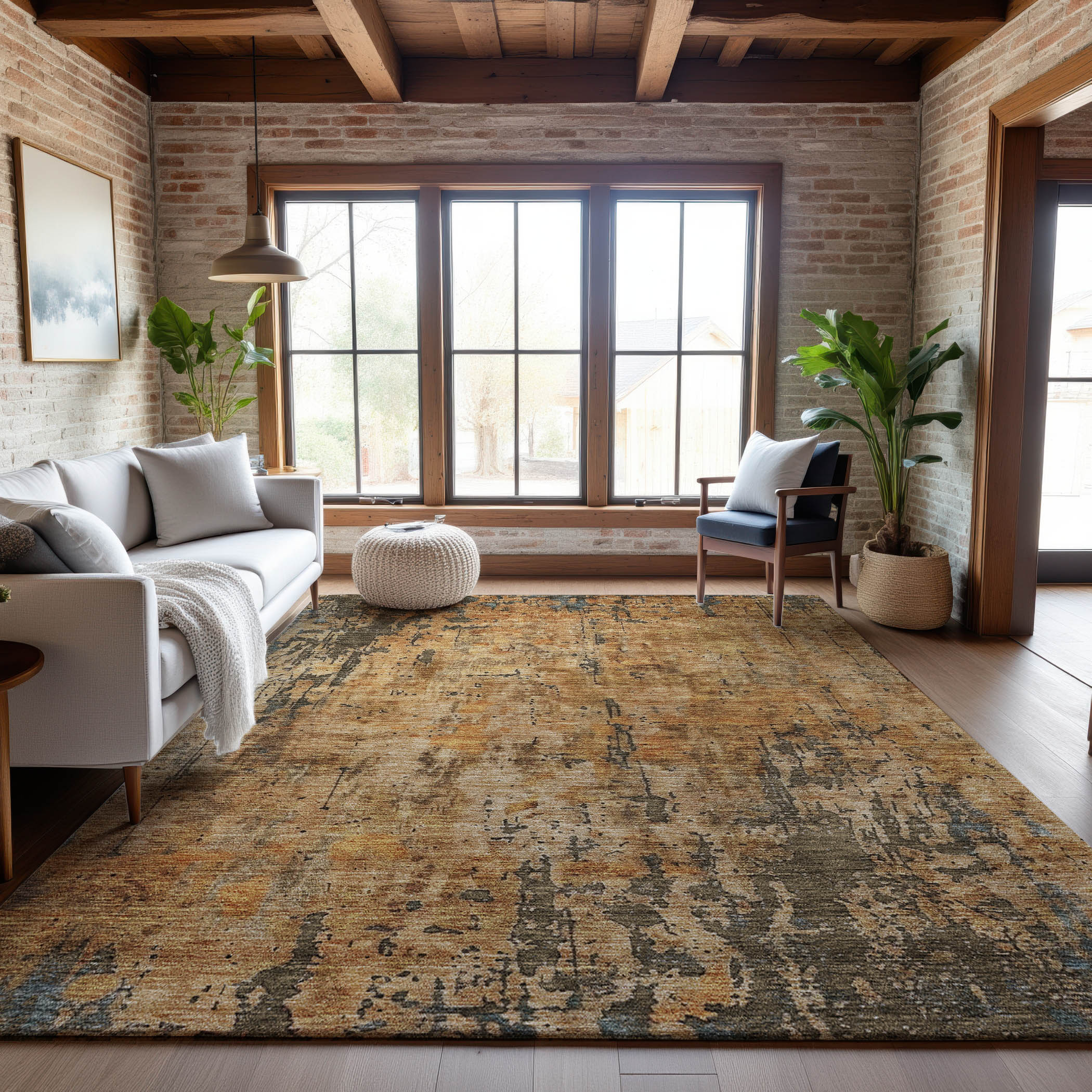 Sintra Machine Washable Transitional Copper Orange Rug 2'6" x 3'10" #shape_Rectangle
