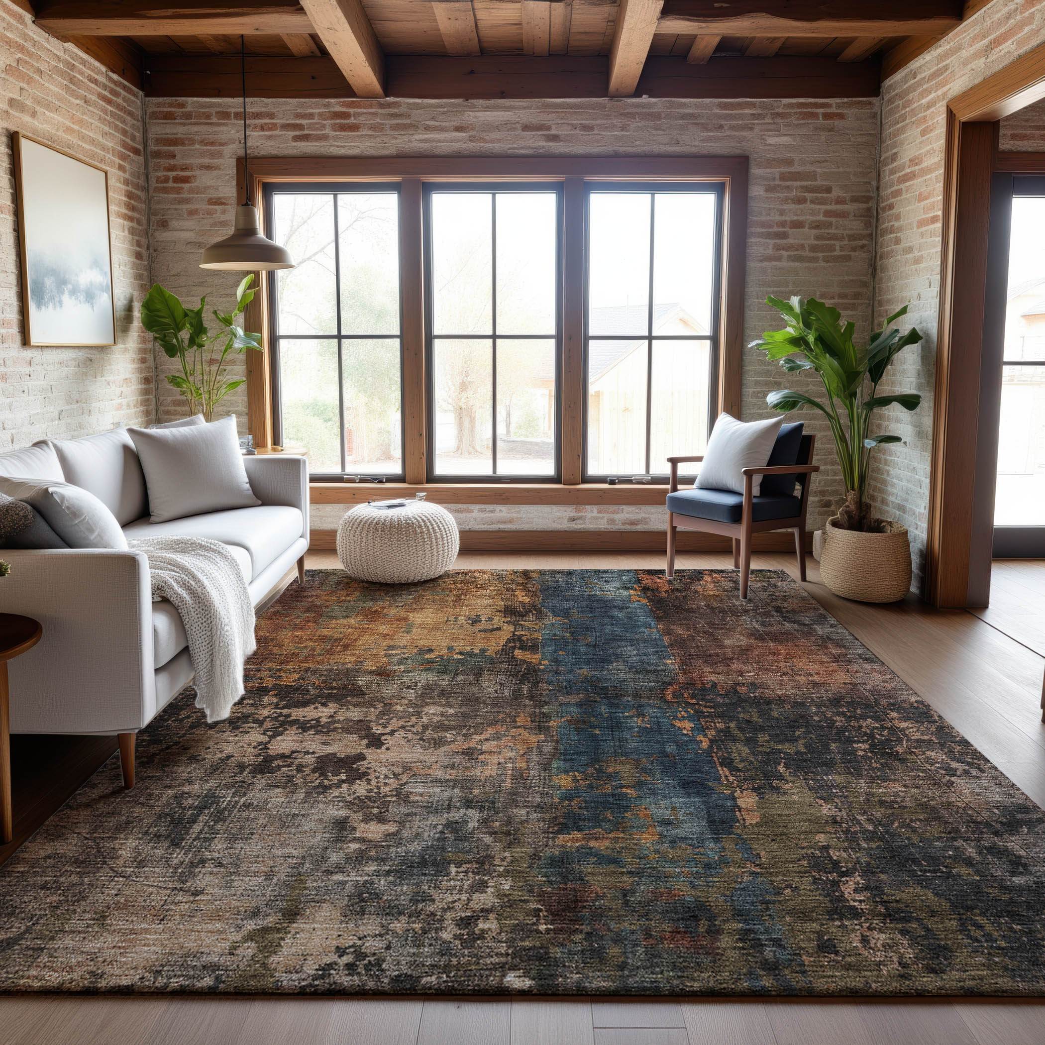 Cairo Machine Washable Transitional Blue Rug 2'6" x 3'10" #shape_Rectangle