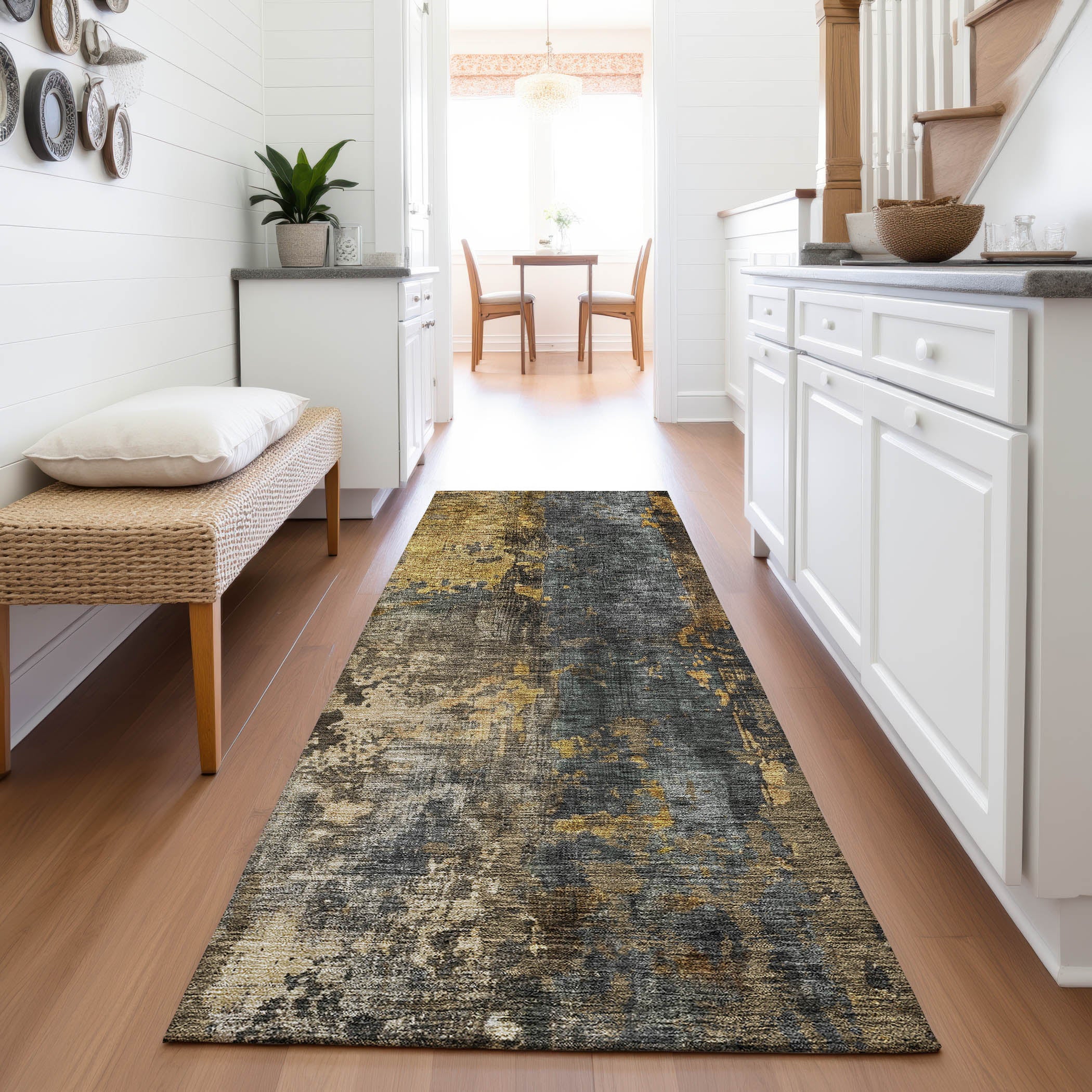Cairo Machine Washable Transitional Gray Rug 2'3" x 7'6" #shape_Runner