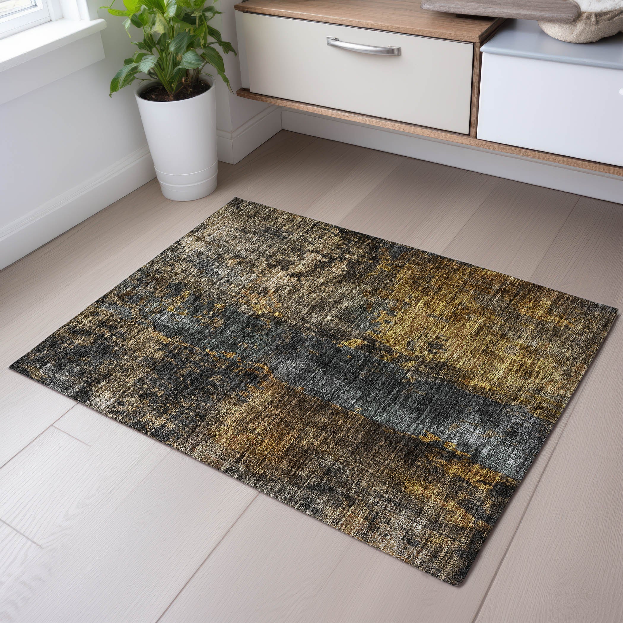 Cairo Machine Washable Transitional Gray Rug 1'8" x 2'6" #shape_Rectangle