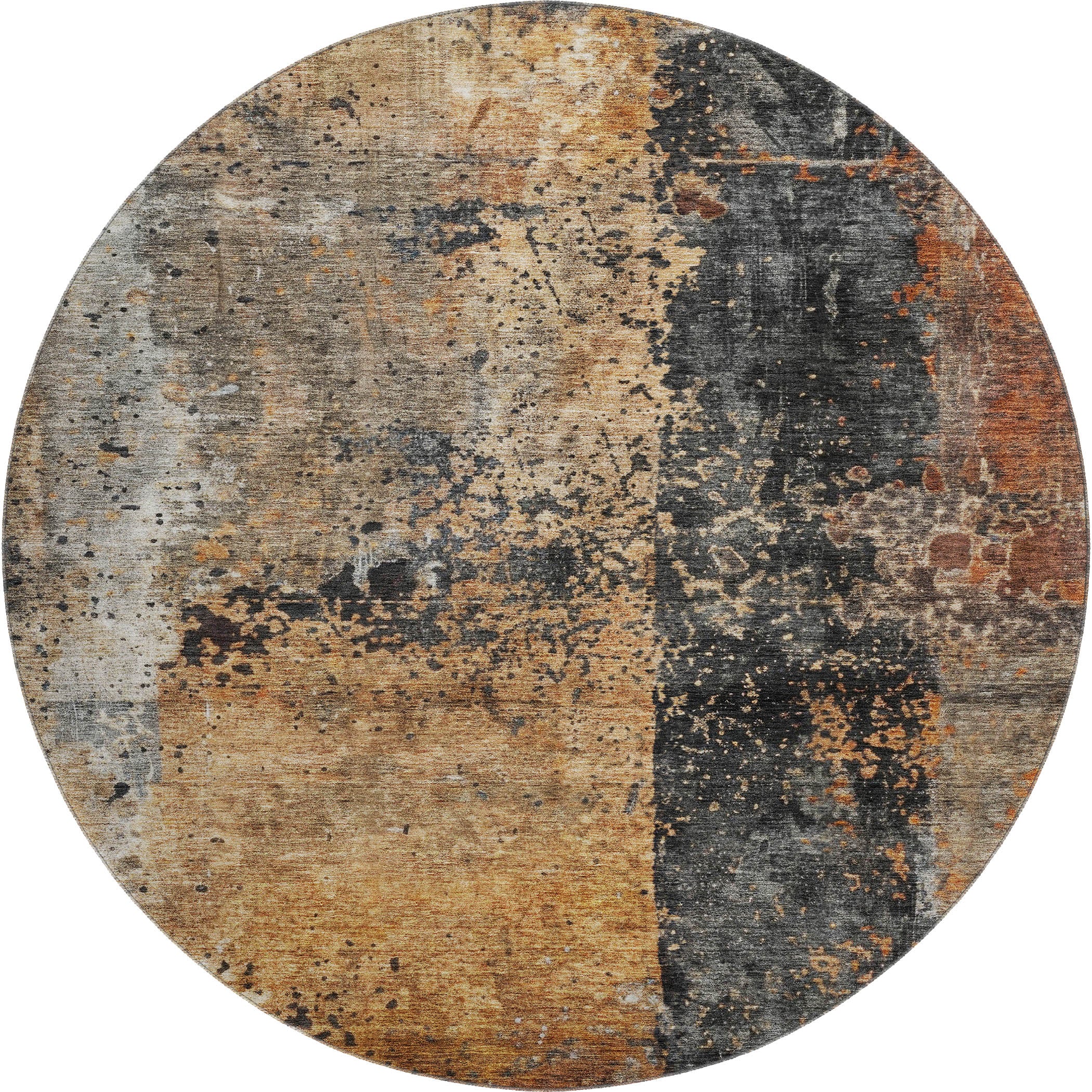 Dublin Machine Washable Transitional Copper Orange Rug 8' x 8' #shape_Round