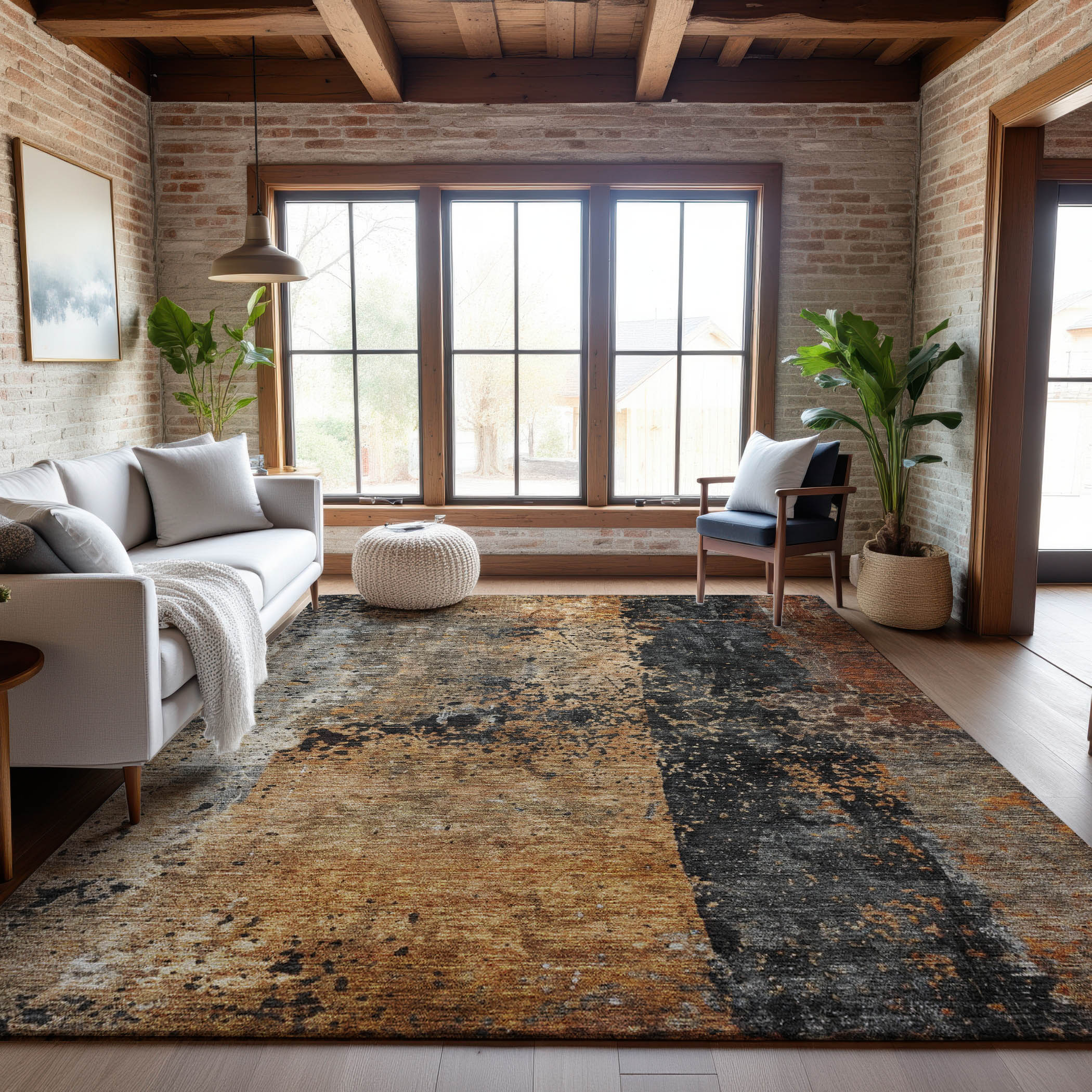 Dublin Machine Washable Transitional Copper Orange Rug 2'6" x 3'10" #shape_Rectangle