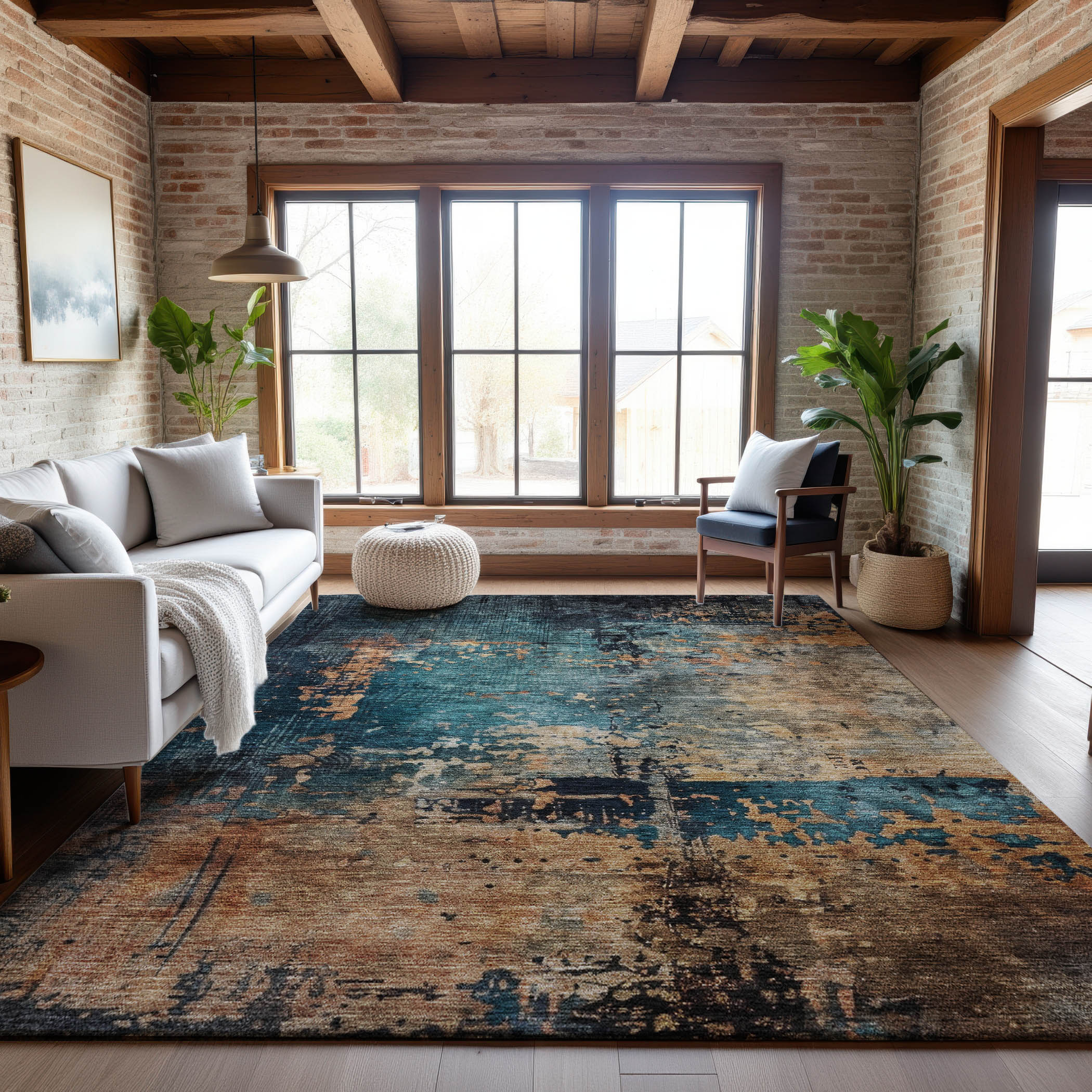 Vienna Machine Washable Transitional Teal Rug 2'6" x 3'10" #shape_Rectangle