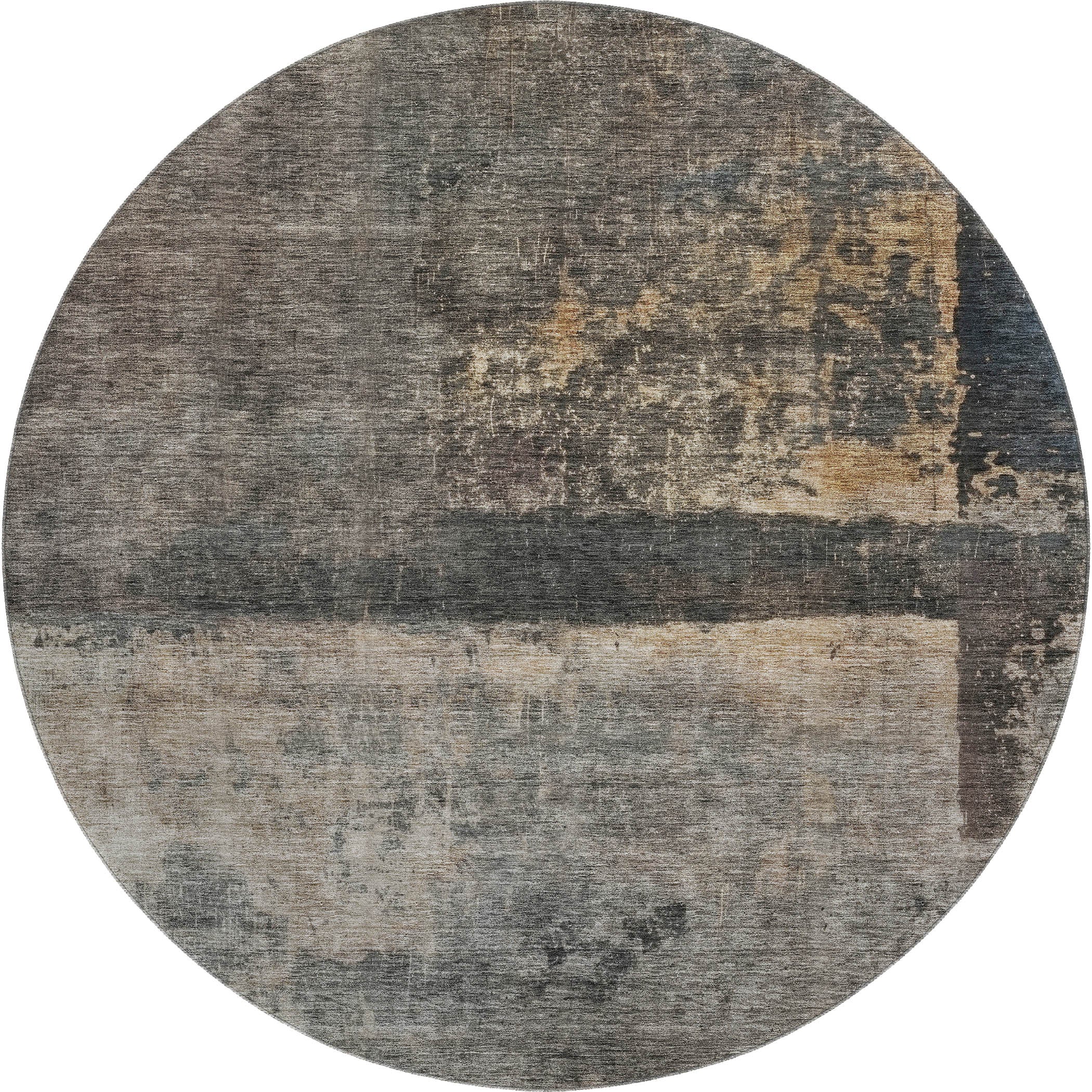 Reykjavik Machine Washable Transitional Coffee Brown Rug 8' x 8' #shape_Round