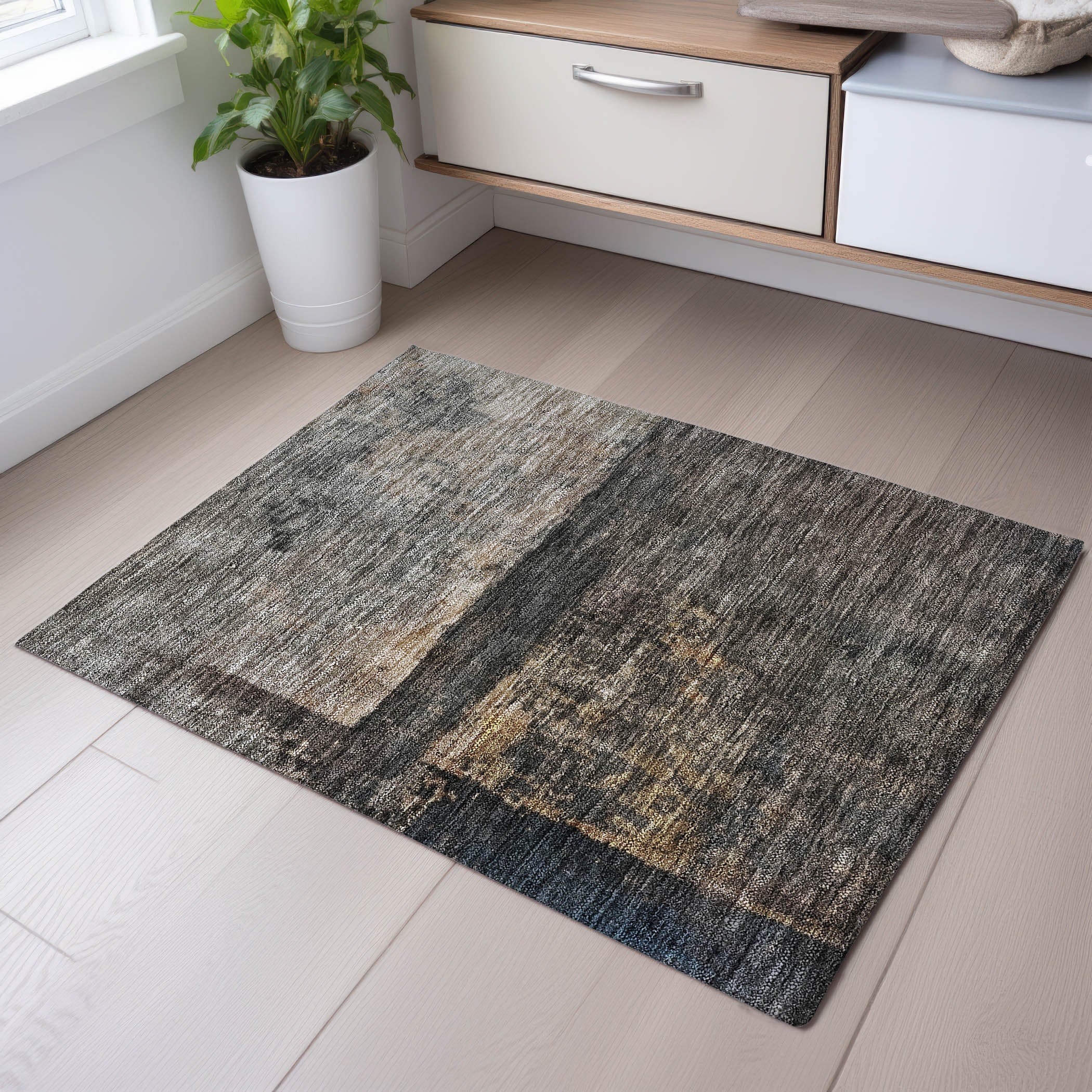 Reykjavik Machine Washable Transitional Coffee Brown Rug 1'8" x 2'6" #shape_Rectangle