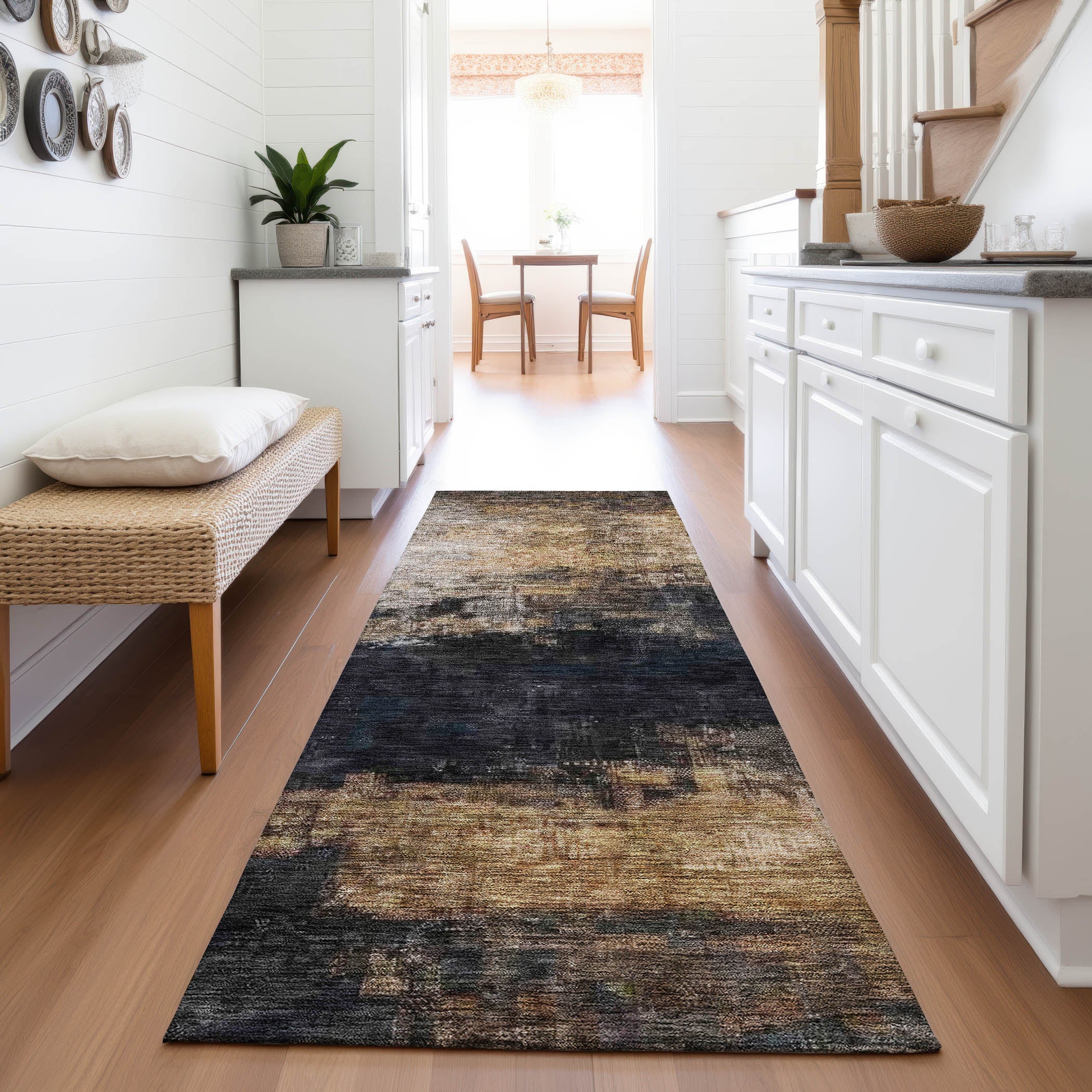 Tallinn Machine Washable Transitional Charcoal Gray Rug 2'3" x 7'6" #shape_Runner