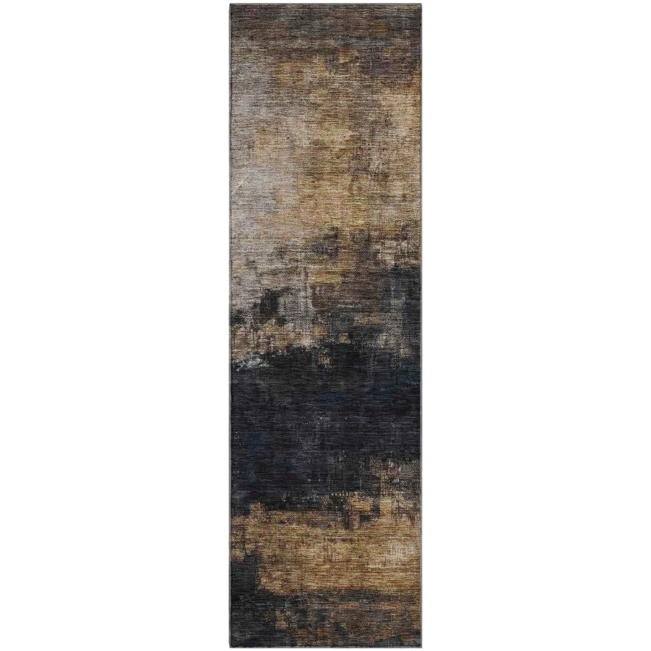 Tallinn Machine Washable Transitional Charcoal Gray Rug 2'3" x 7'6" #shape_Runner