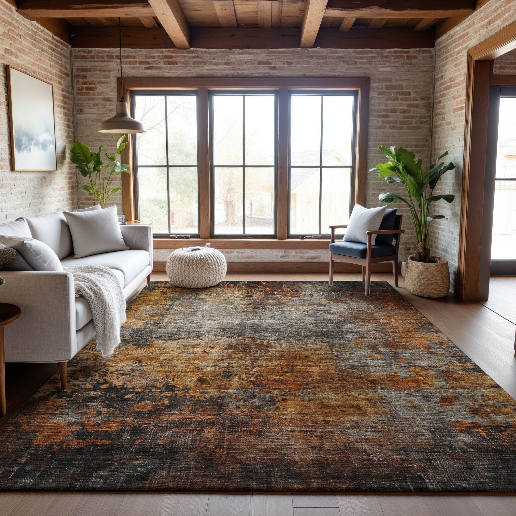 Hoi An Machine Washable Transitional Paprika Orange Rug 2'6" x 3'10" #shape_Rectangle