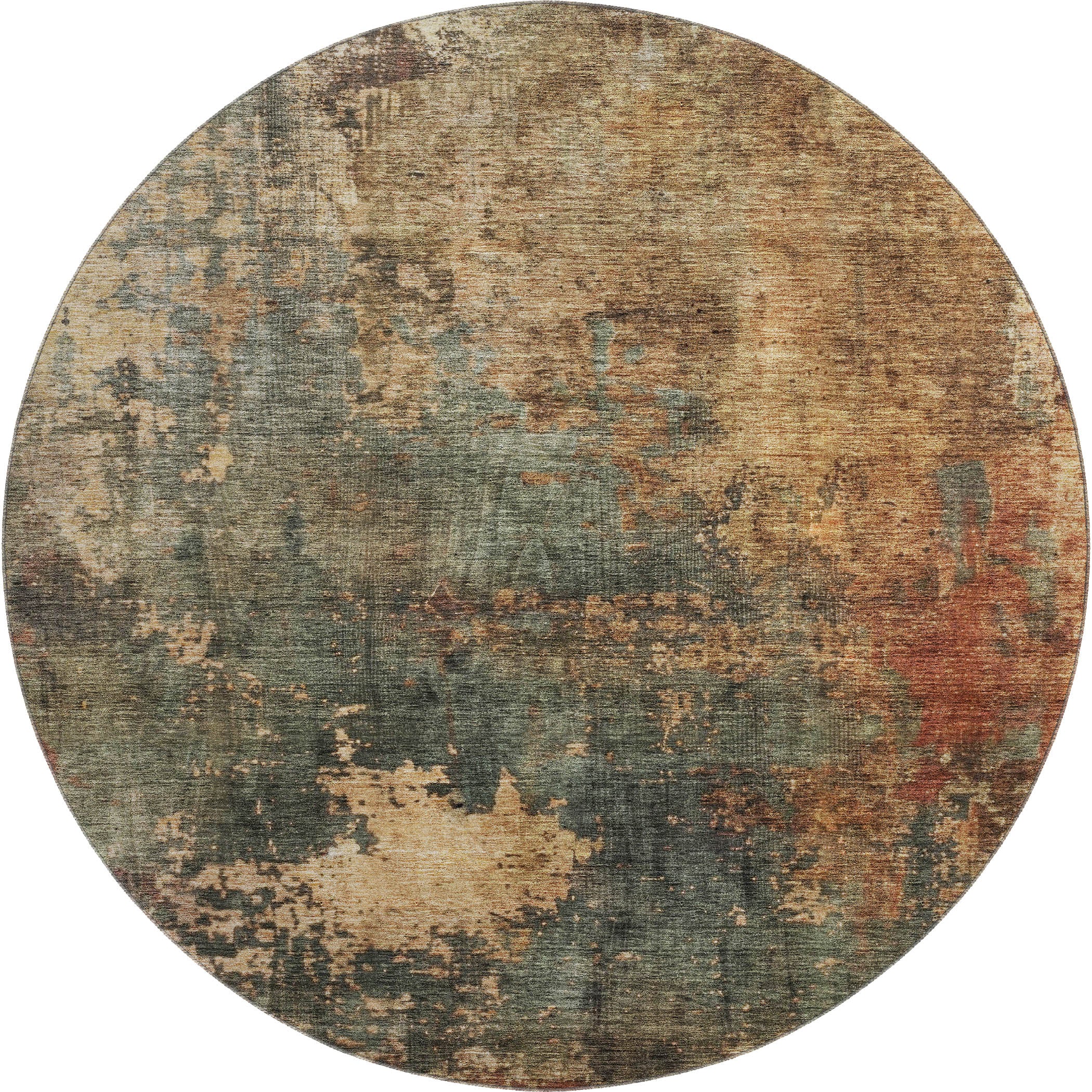 Cairo Machine Washable Transitional Sage Green Rug 8' x 8' #shape_Round