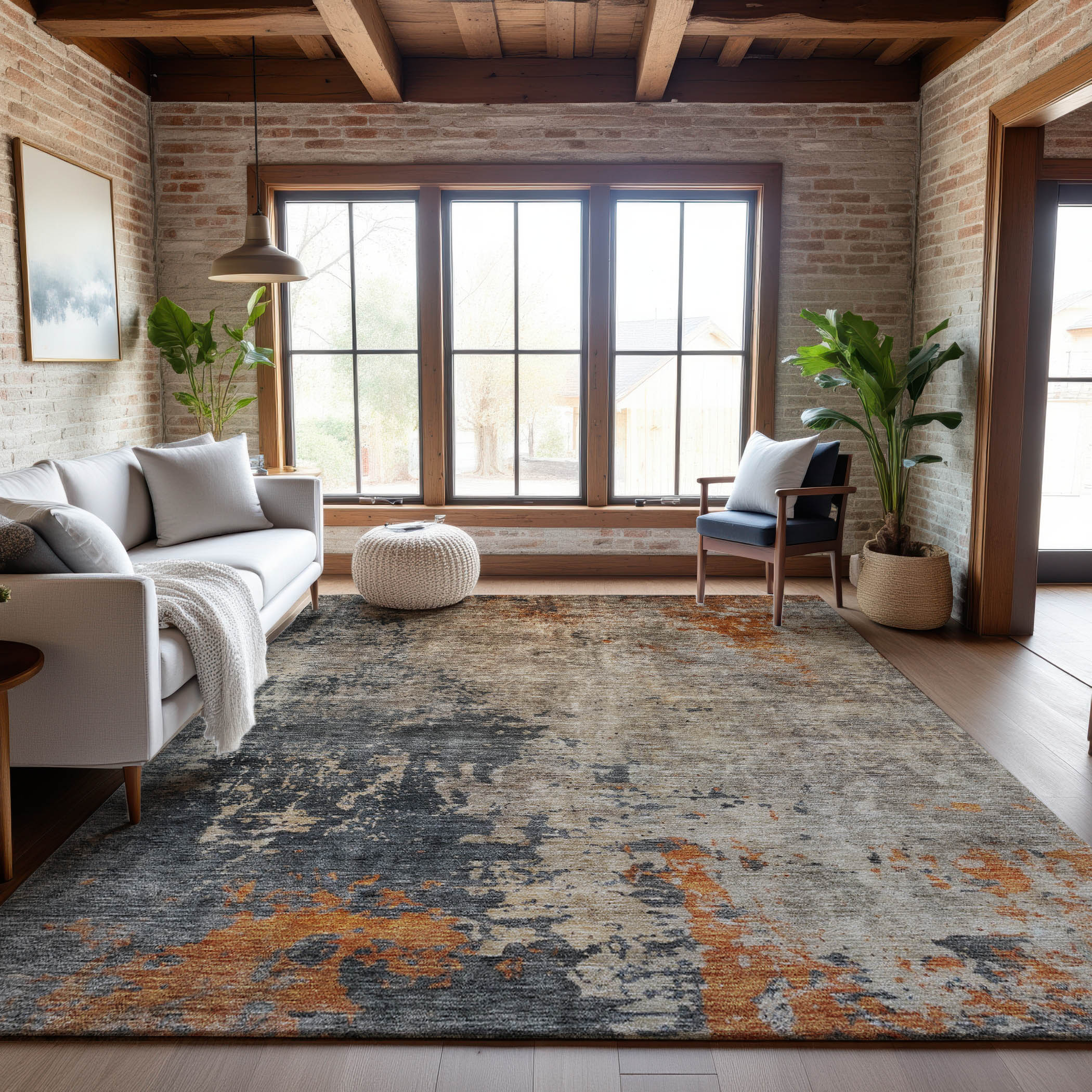 Marrakech Machine Washable Transitional Khaki Brown Rug 2'6" x 3'10" #shape_Rectangle