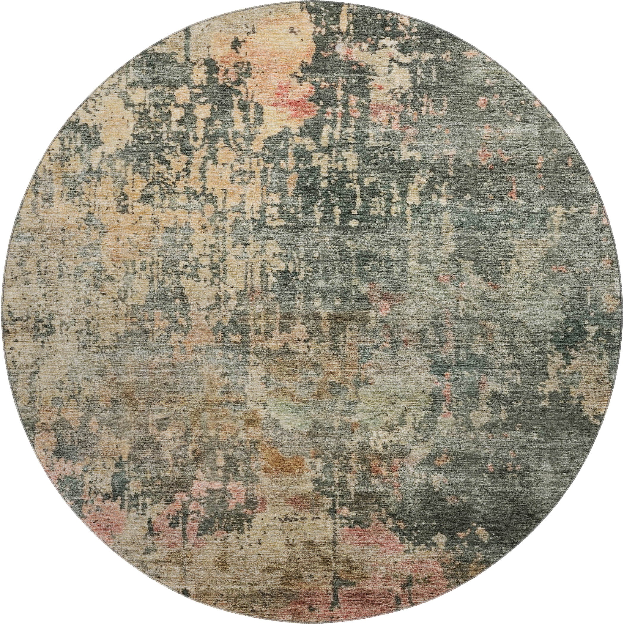 Dubrovnik Machine Washable Transitional Sage Green Rug 8' x 8' #shape_Round