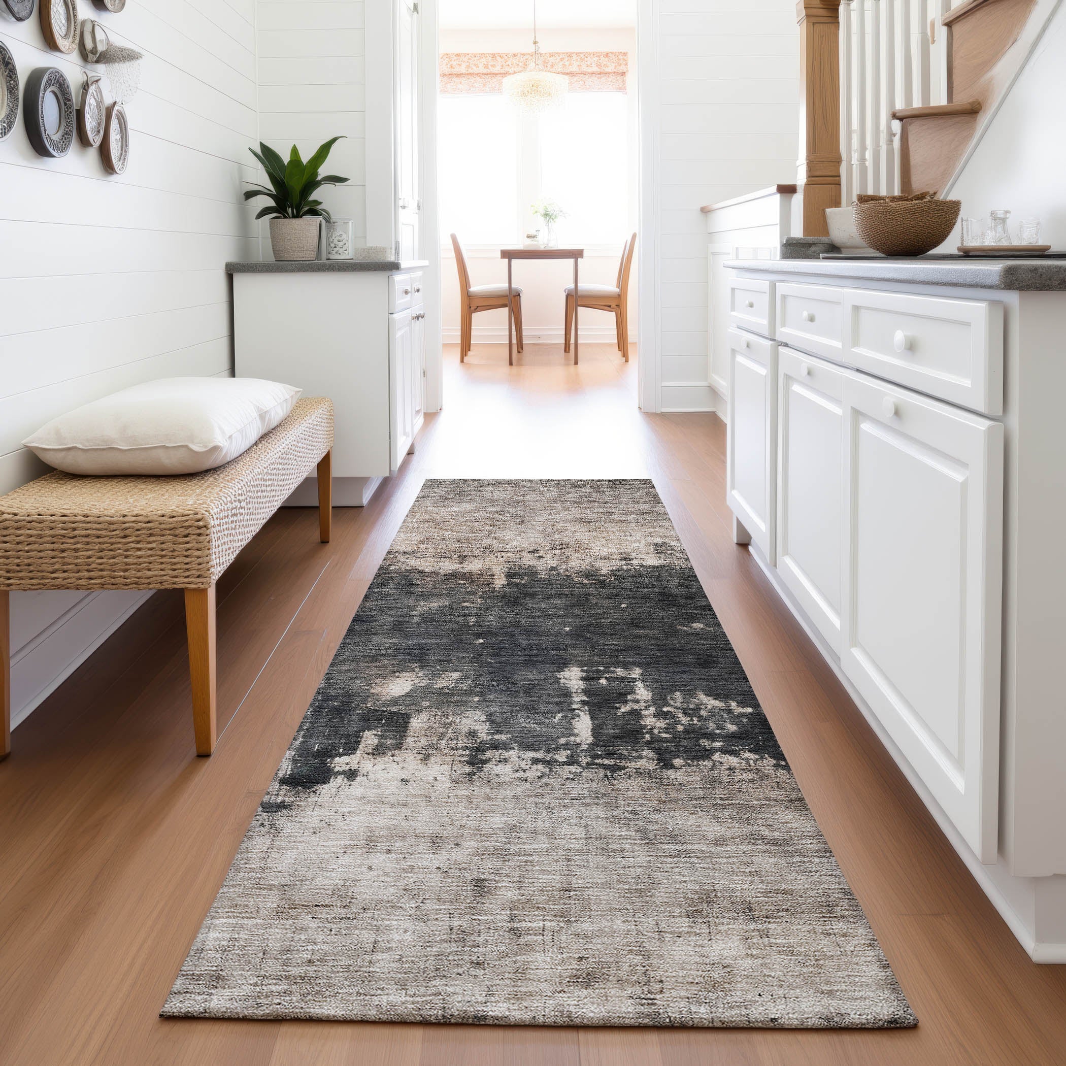 Reykjavik Machine Washable Transitional Taupe Brown Rug 2'3" x 7'6" #shape_Runner