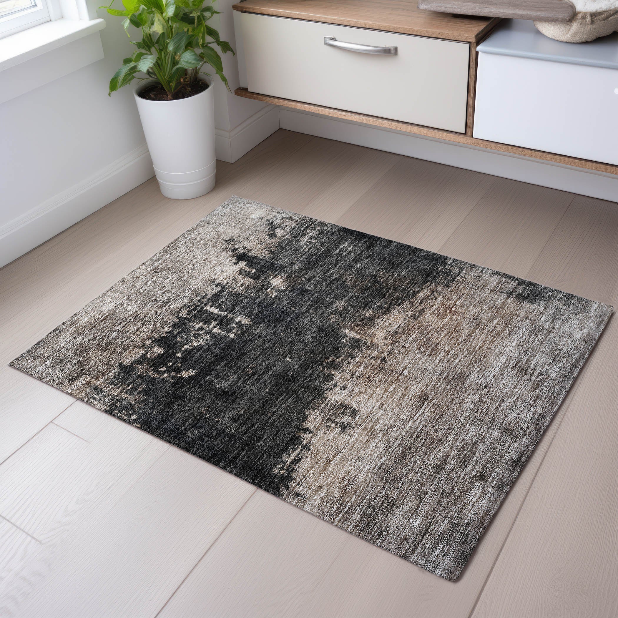 Reykjavik Machine Washable Transitional Taupe Brown Rug 1'8" x 2'6" #shape_Rectangle