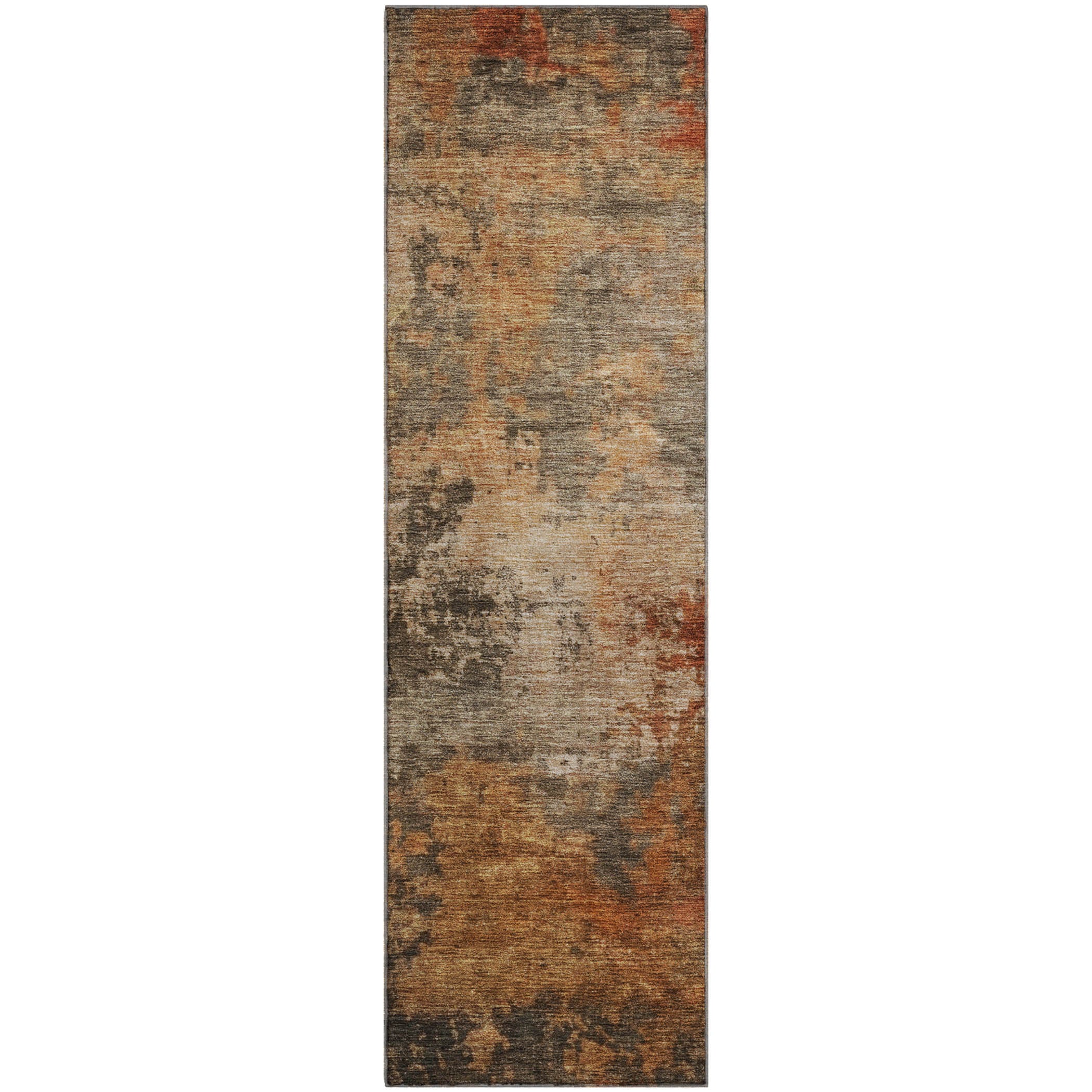Queenstown Machine Washable Transitional Khaki Brown Rug 2'3" x 7'6" #shape_Runner