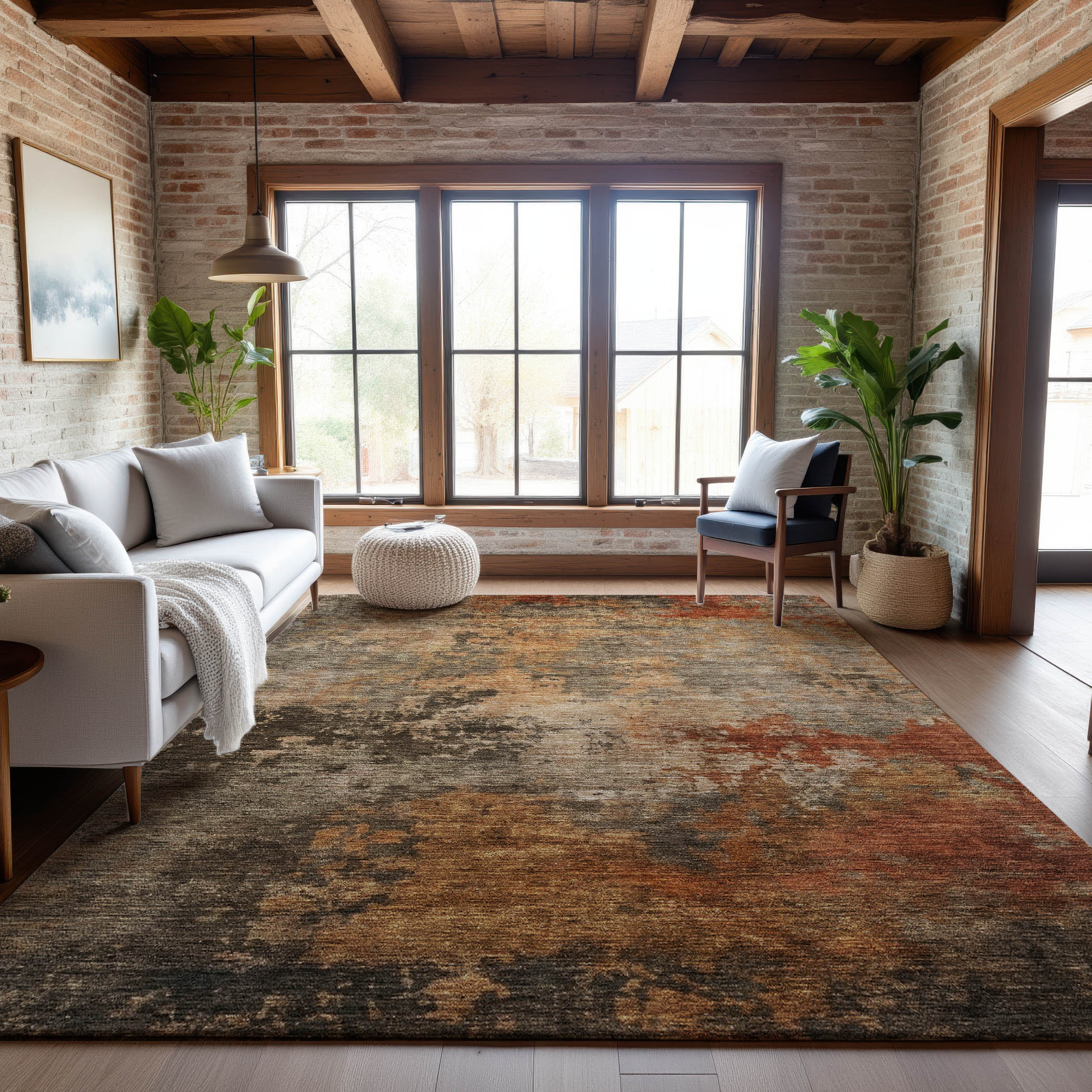 Queenstown Machine Washable Transitional Khaki Brown Rug 2'6" x 3'10" #shape_Rectangle