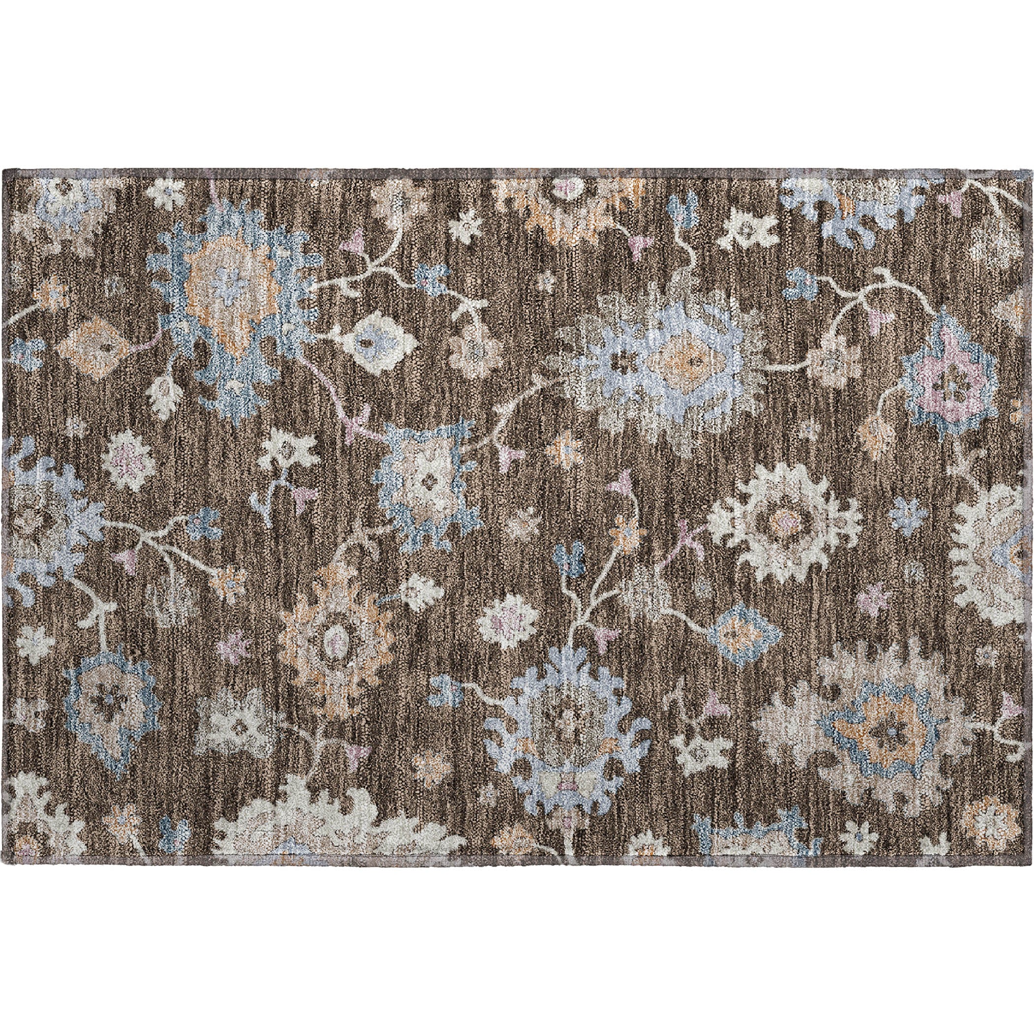 Lisbon Machine Washable Transitional Chocolate Brown Rug 1'8" x 2'6" #shape_Rectangle